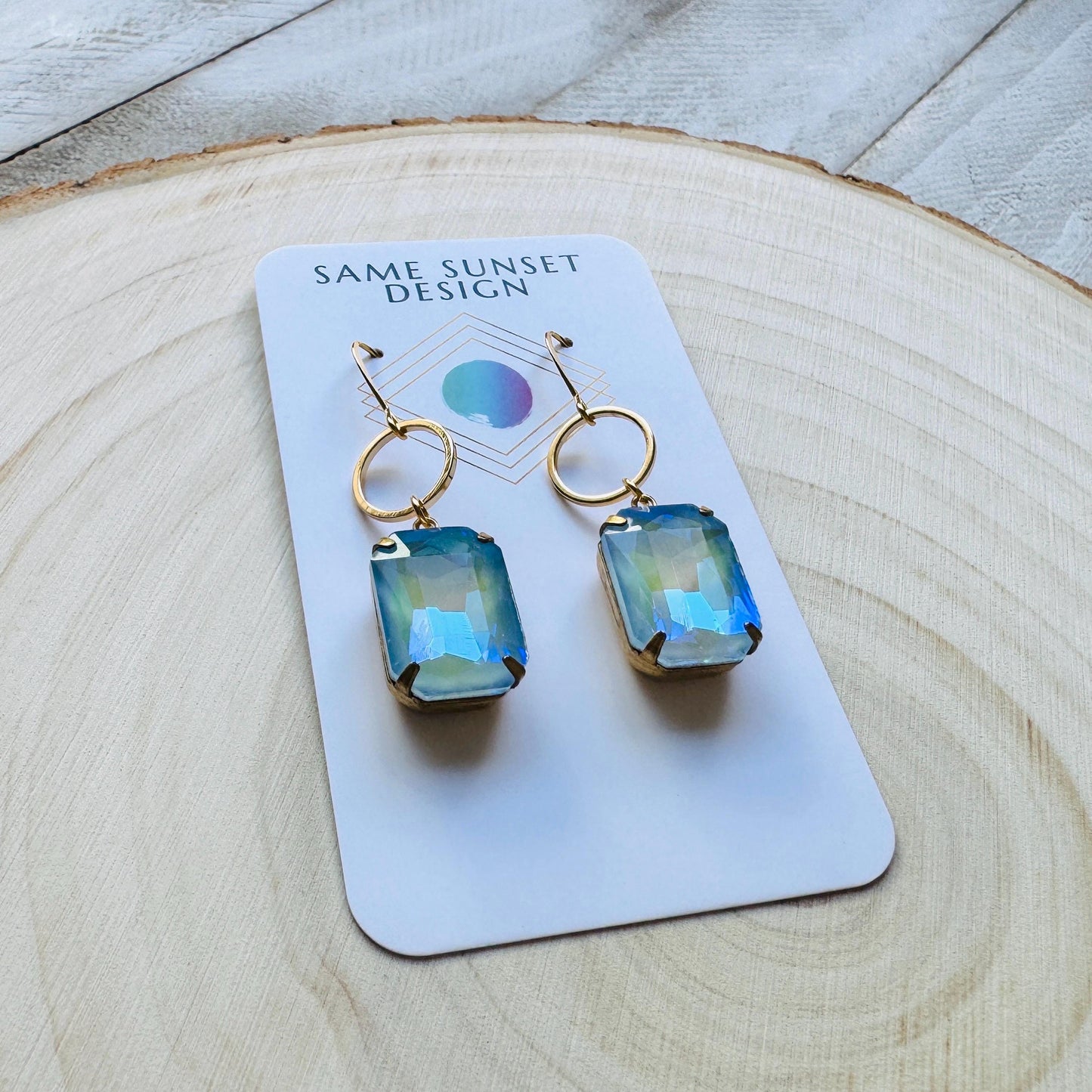 Blue Earrings, Hoop Earrings Gold, Wedding Earrings for Bride, Unique Gifts for Women, Sweet 16 Gift for Daughter, Western Earrings