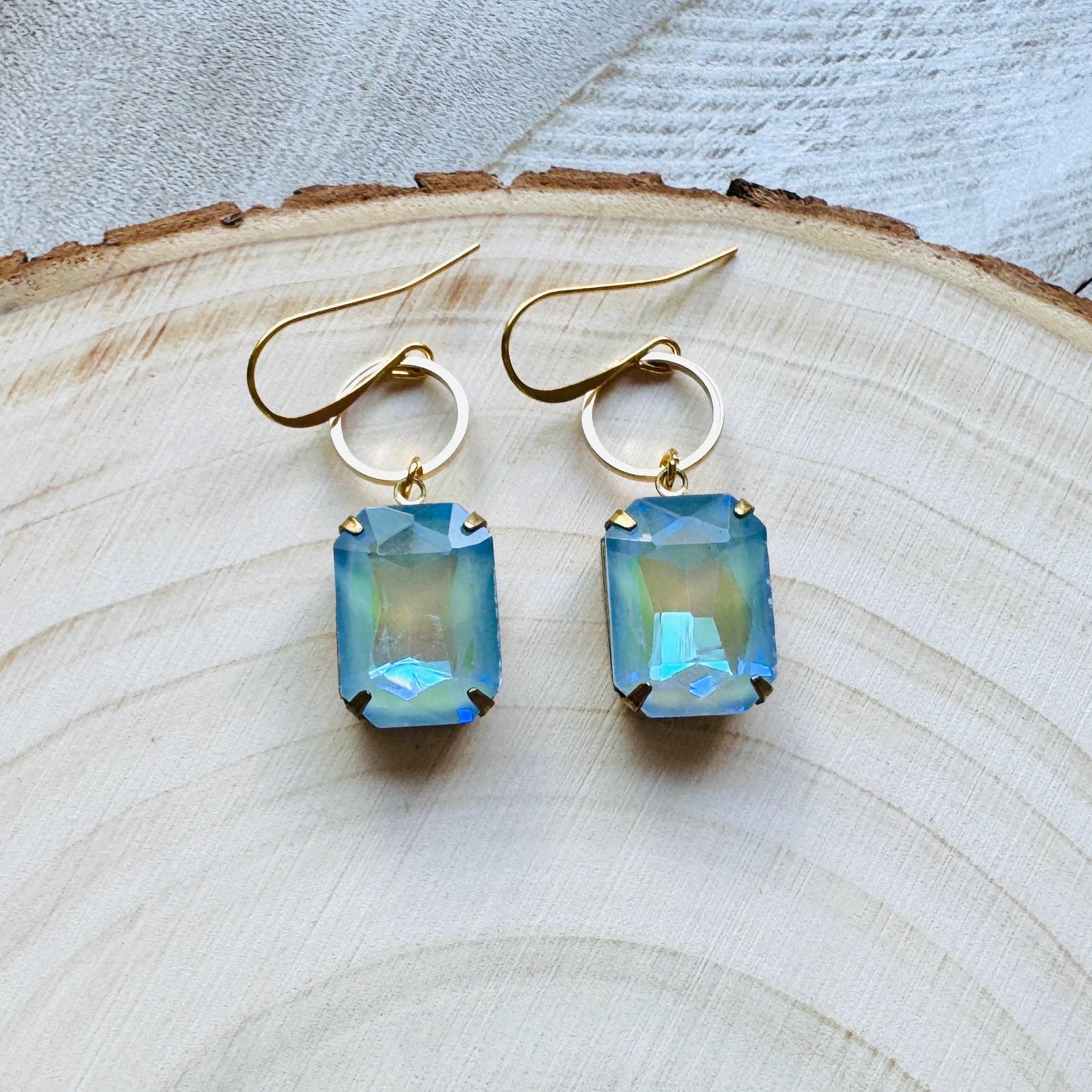 Blue Earrings, Hoop Earrings Gold, Wedding Earrings for Bride, Unique Gifts for Women, Sweet 16 Gift for Daughter, Western Earrings