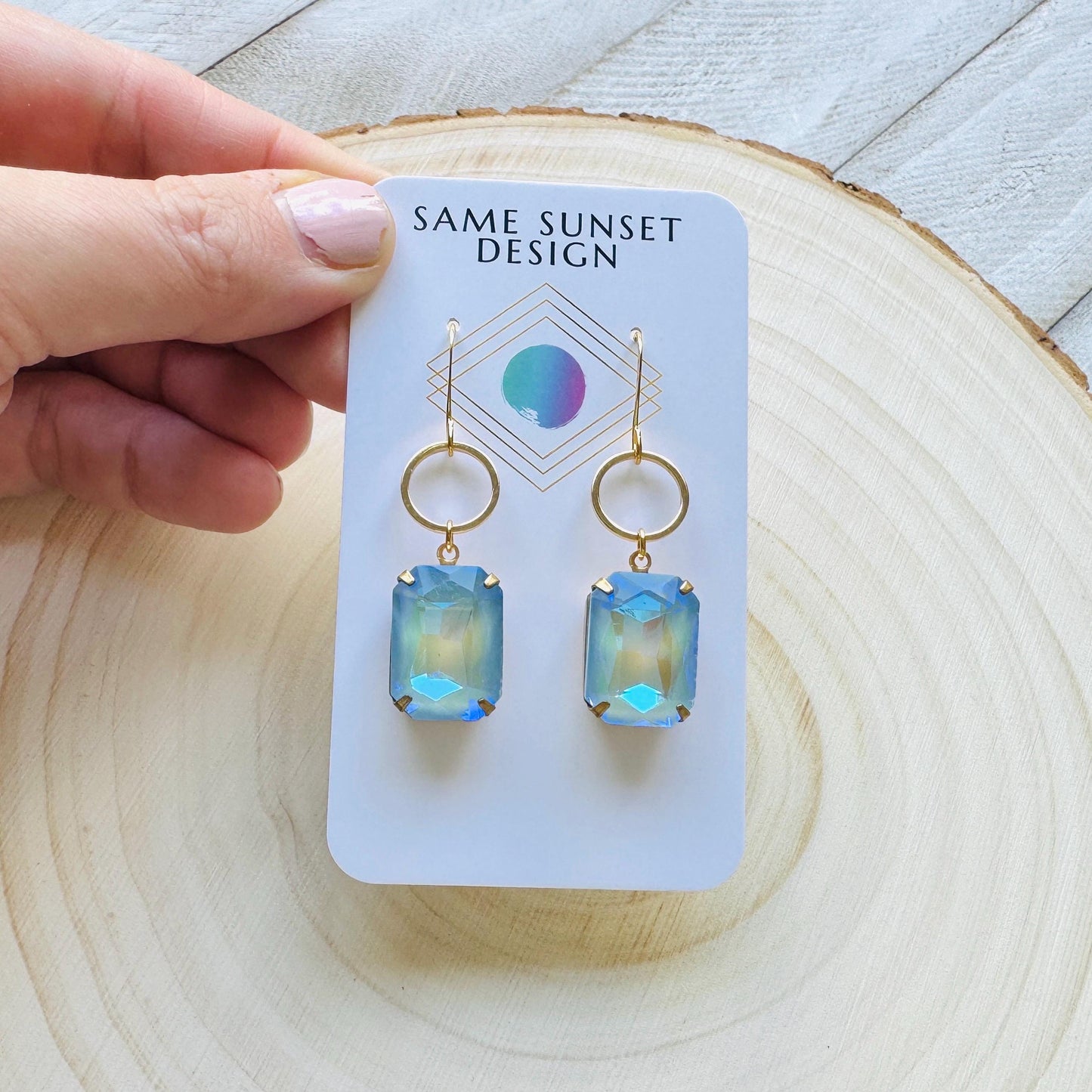 Blue Earrings, Hoop Earrings Gold, Wedding Earrings for Bride, Unique Gifts for Women, Sweet 16 Gift for Daughter, Western Earrings