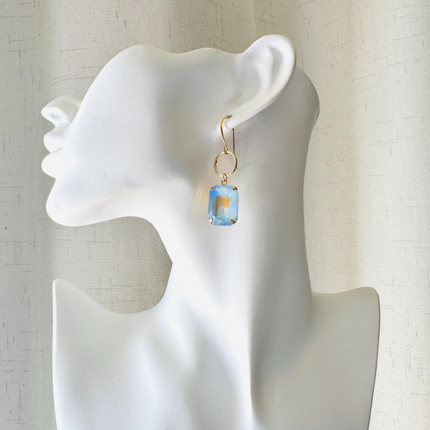 Blue Earrings, Hoop Earrings Gold, Wedding Earrings for Bride, Unique Gifts for Women, Sweet 16 Gift for Daughter, Western Earrings