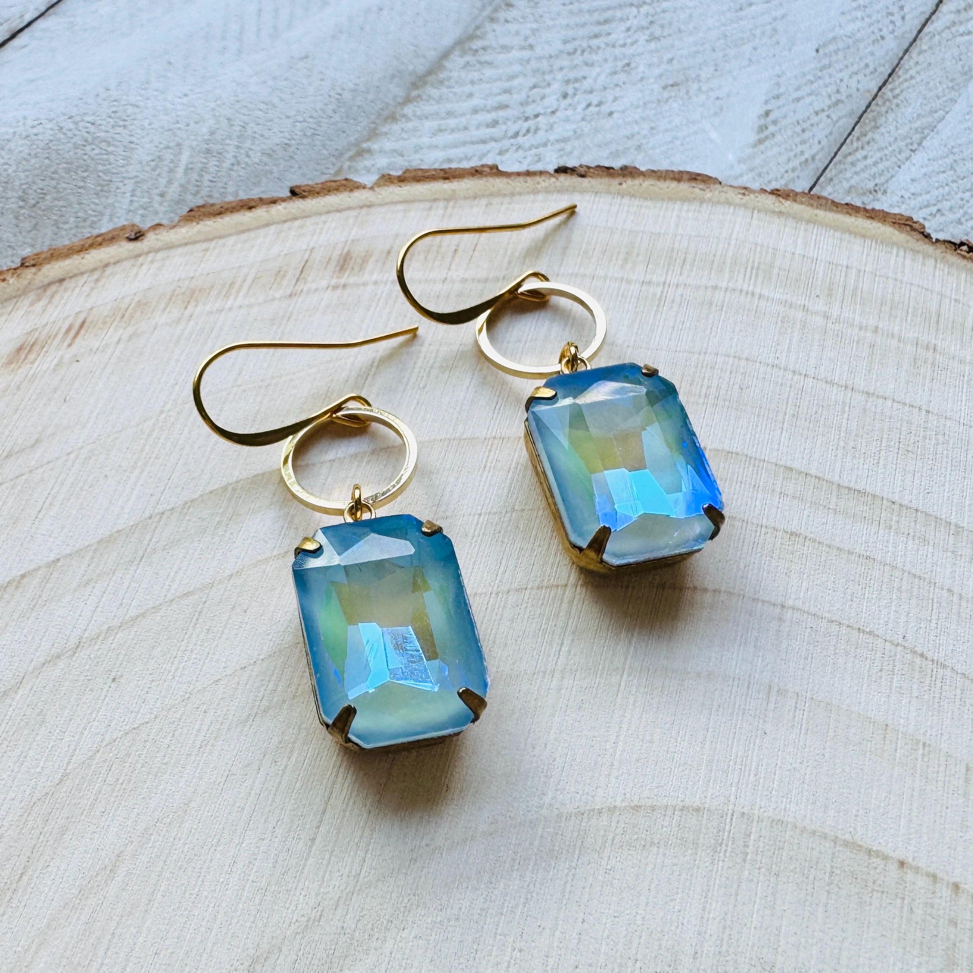 Blue Earrings, Hoop Earrings Gold, Wedding Earrings for Bride, Unique Gifts for Women, Sweet 16 Gift for Daughter, Western Earrings