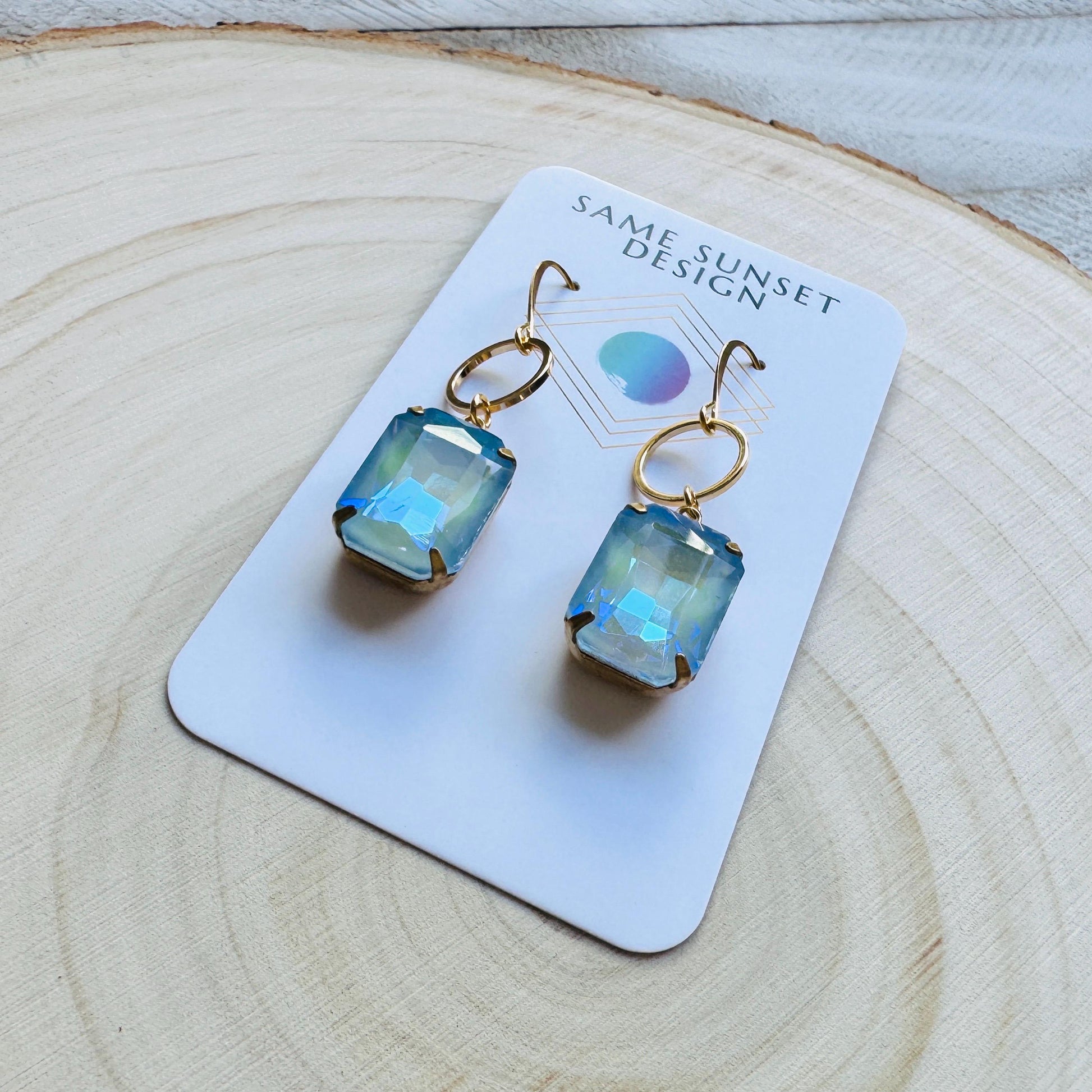 Blue Earrings, Hoop Earrings Gold, Wedding Earrings for Bride, Unique Gifts for Women, Sweet 16 Gift for Daughter, Western Earrings