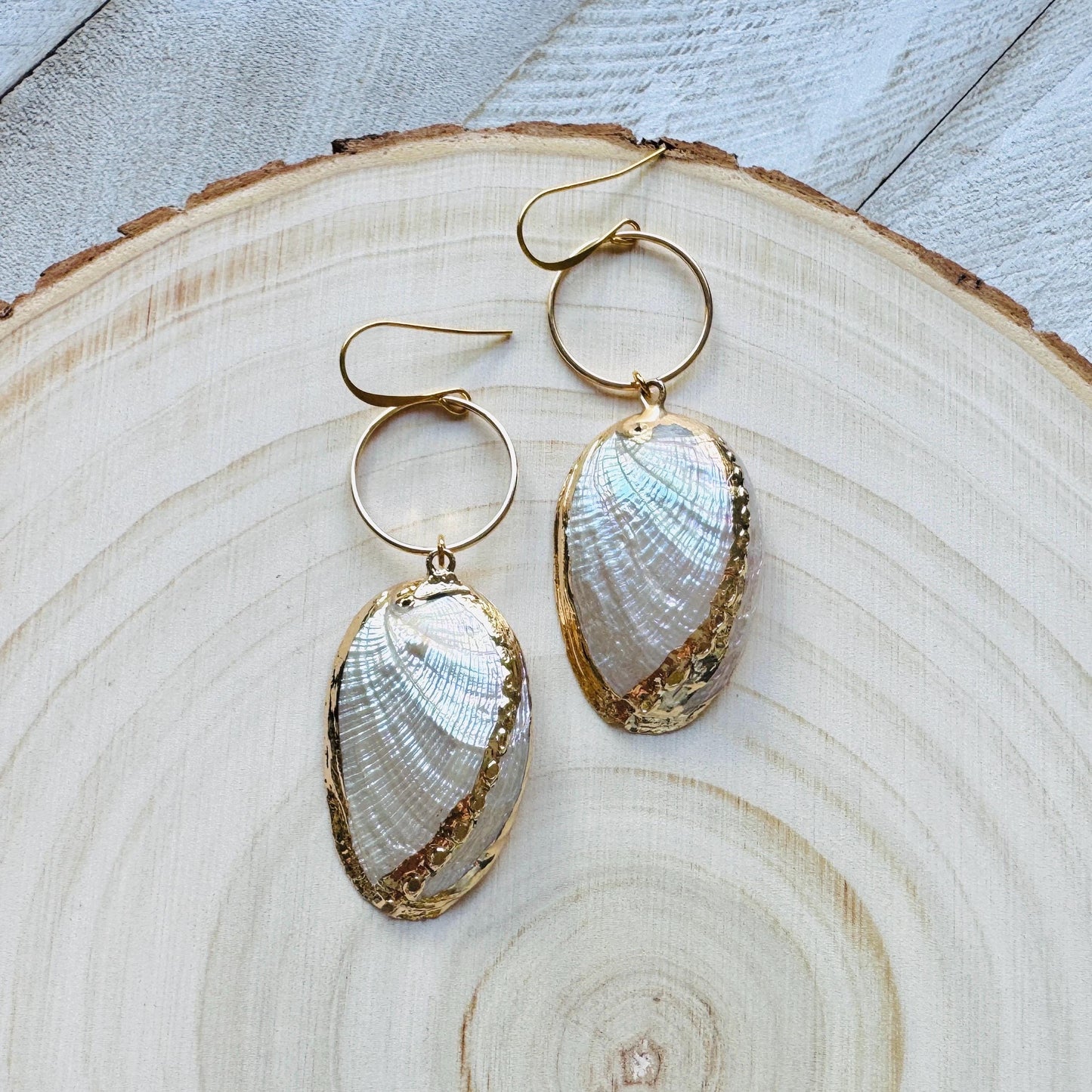 Shell Earrings, Beachy Earrings Gold, Boho Earrings, Wanderlust Jewelry, Easter Basket Stuffers for Women, Fun Birthday Gift, Bridal Jewelry