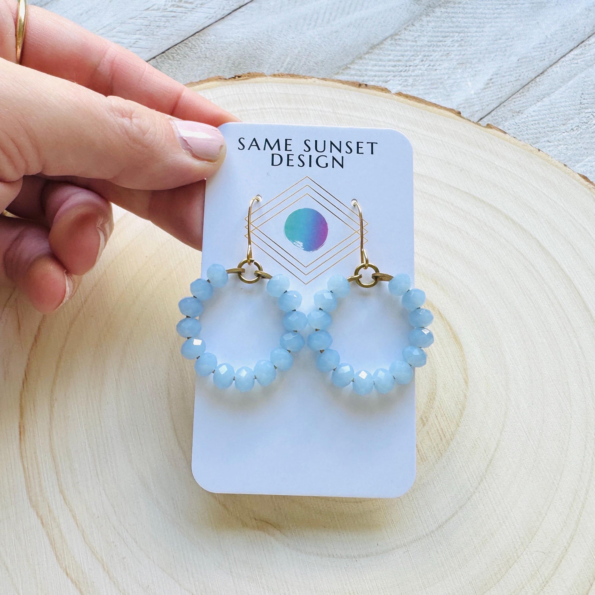 Blue Bead Earrings, Hoop Earrings Gold, Beaded Earrings, Boho Earrings Dangle, Western Jewelry, Easter Basket Stuffers for Women, Cute