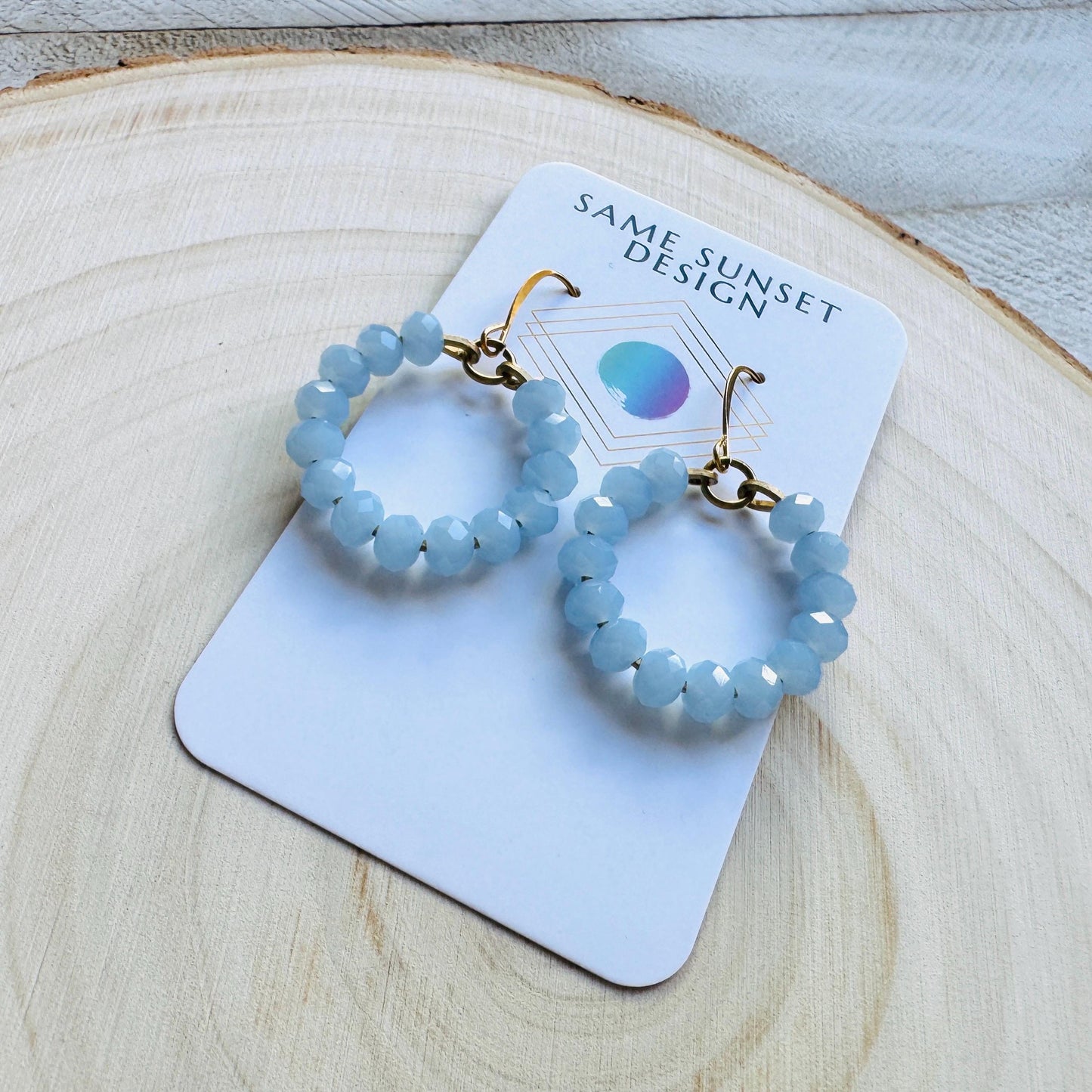 Blue Bead Earrings, Hoop Earrings Gold, Beaded Earrings, Boho Earrings Dangle, Western Jewelry, Easter Basket Stuffers for Women, Cute
