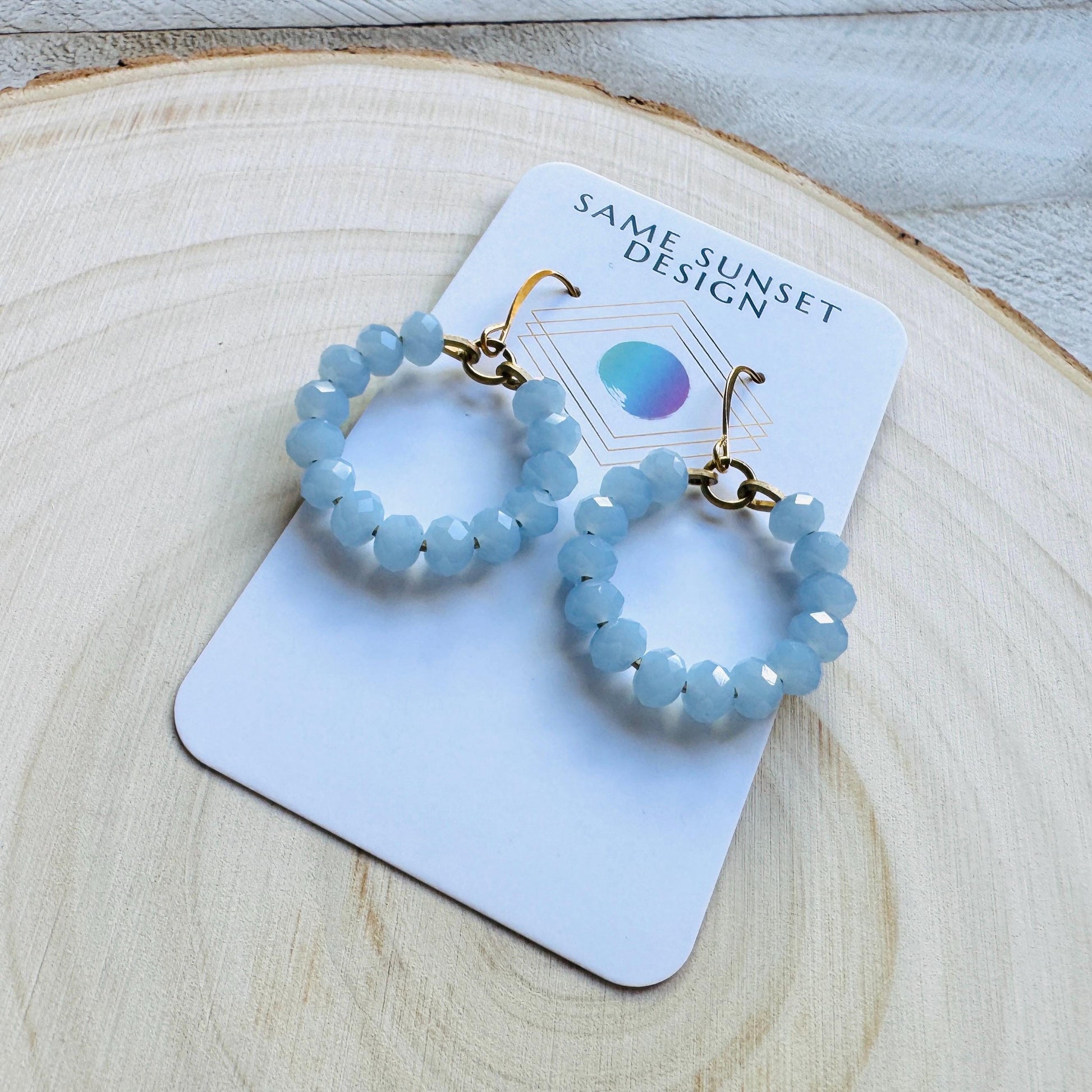 Blue Bead Earrings, Hoop Earrings Gold, Beaded Earrings, Boho Earrings Dangle, Western Jewelry, Easter Basket Stuffers for Women, Cute