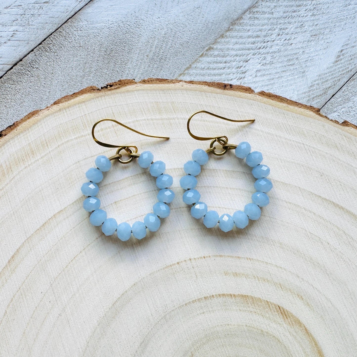 Blue Bead Earrings, Hoop Earrings Gold, Beaded Earrings, Boho Earrings Dangle, Western Jewelry, Easter Basket Stuffers for Women, Cute
