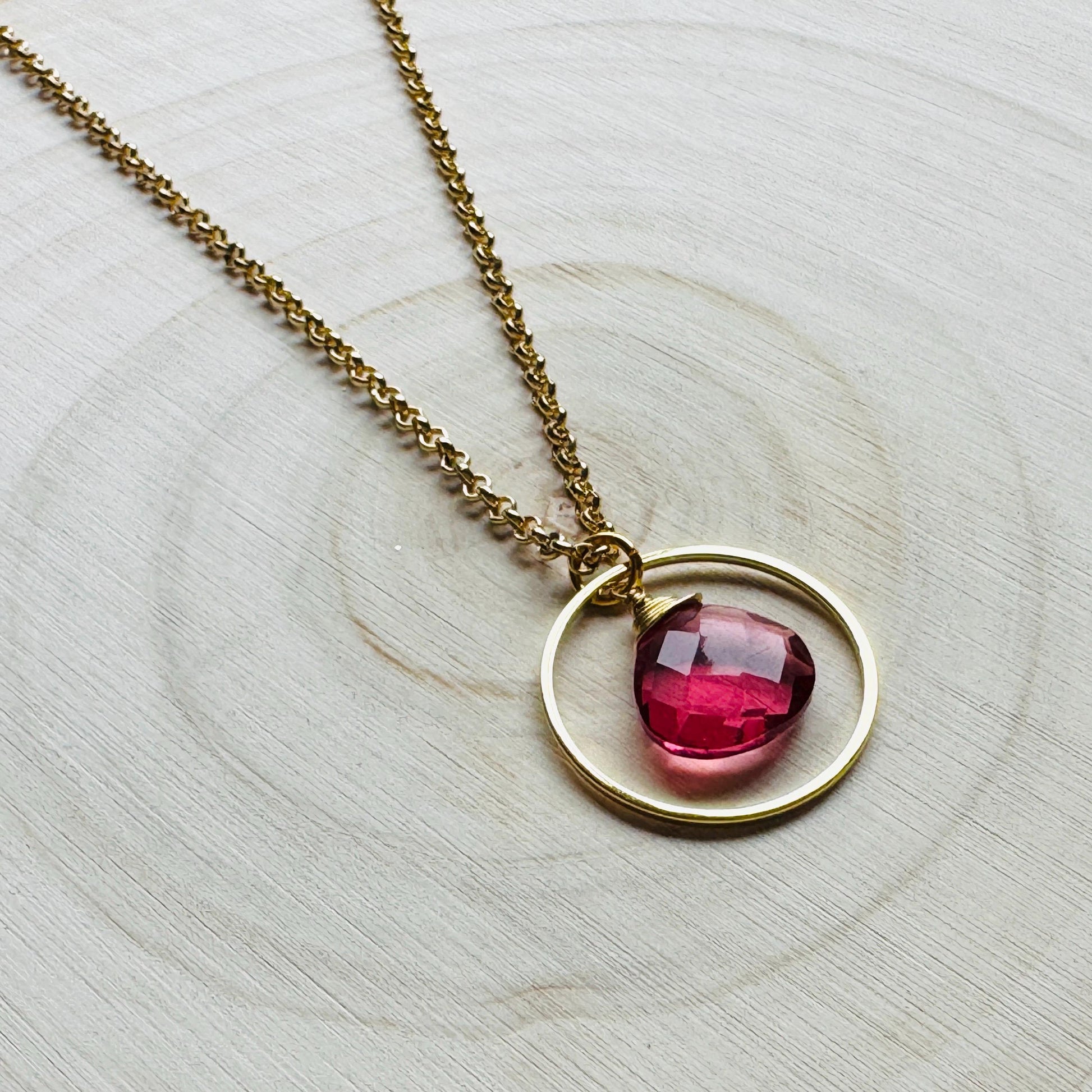 Pink Tourmaline Necklace, Gold Necklace, Boho Necklace, Geometric Jewelry, Mothers Day Gift from Daughter, Graduation Gifts, Elegant