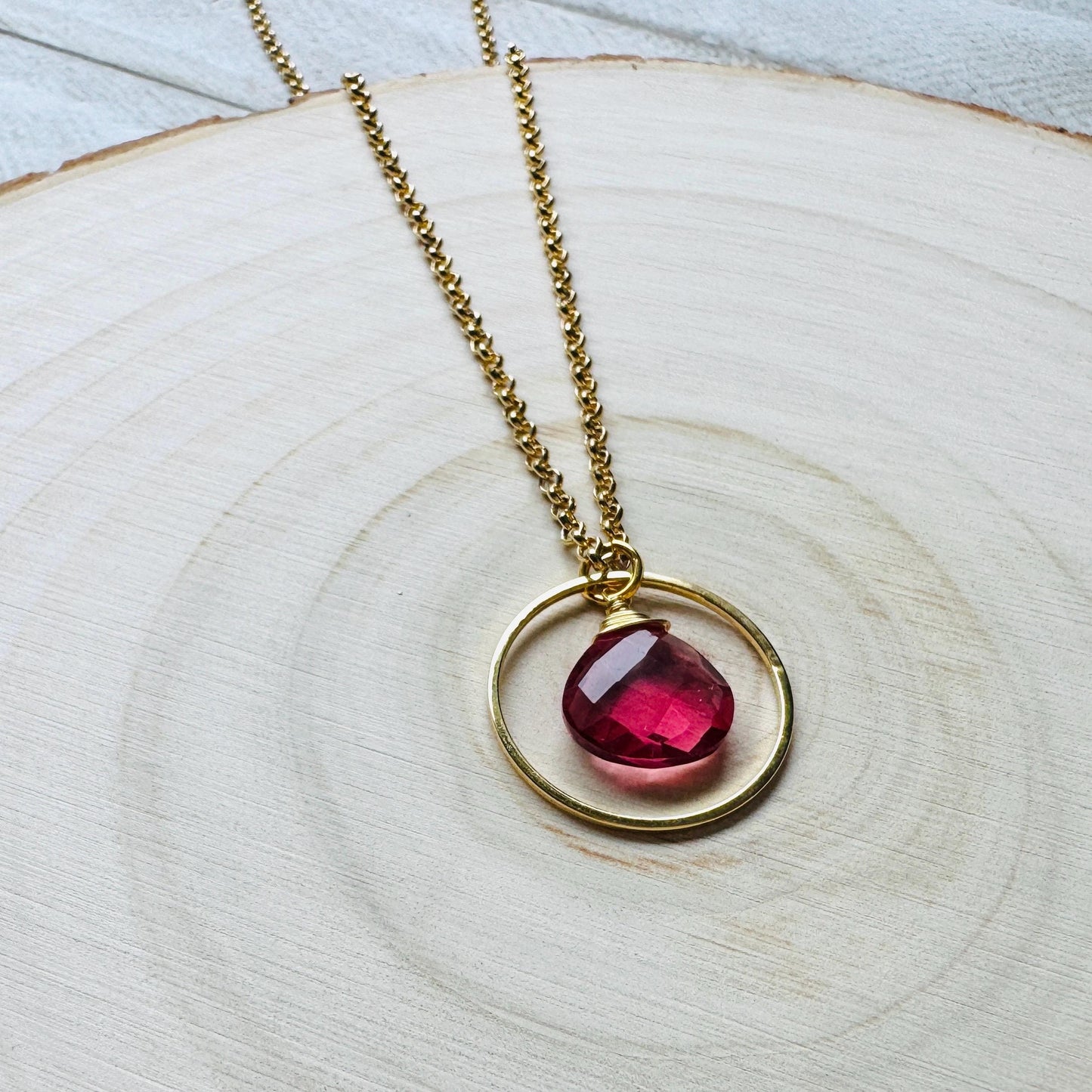 Pink Tourmaline Necklace, Gold Necklace, Boho Necklace, Geometric Jewelry, Mothers Day Gift from Daughter, Graduation Gifts, Elegant