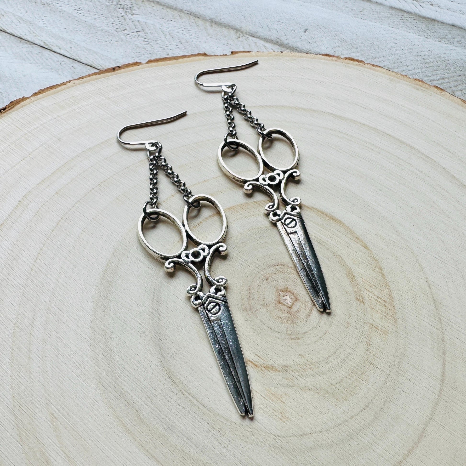 Scissor Earrings, Hair Stylist Earrings, Punk Jewelry, Creepy Cute Jewelry, Goth Earrings for Women, Gift for Mom, Fun Birthday Gift