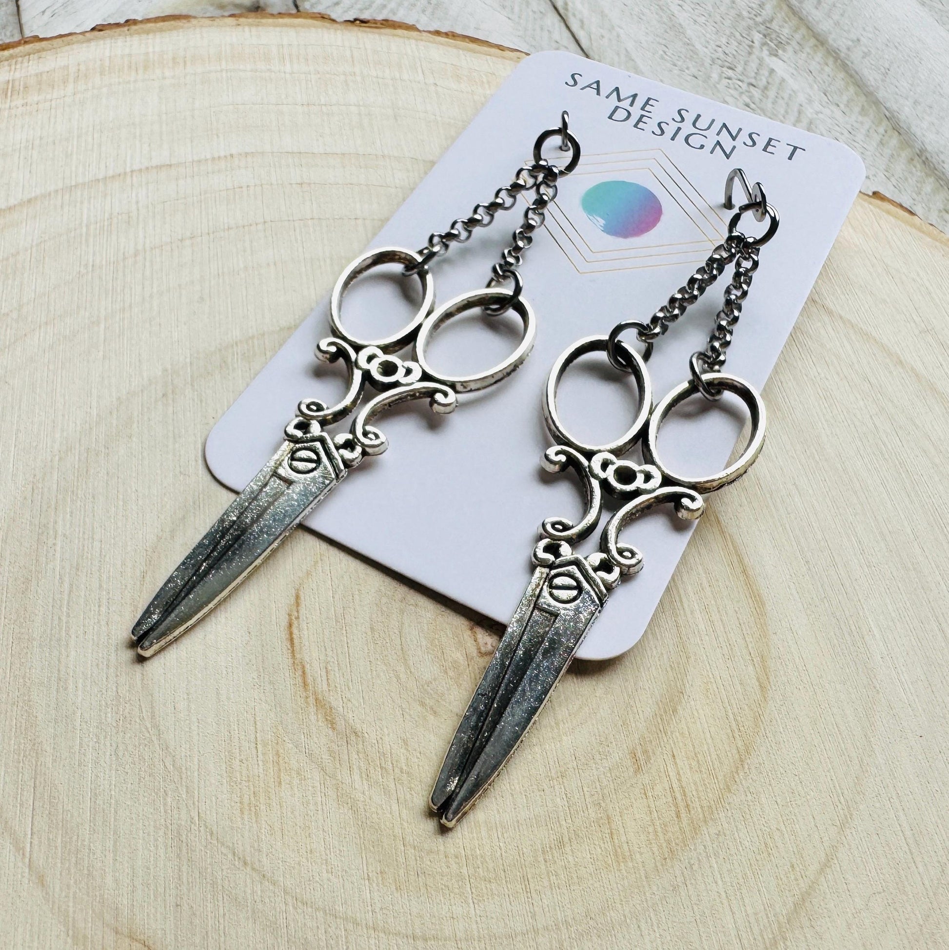 Scissor Earrings, Hair Stylist Earrings, Punk Jewelry, Creepy Cute Jewelry, Goth Earrings for Women, Gift for Mom, Fun Birthday Gift