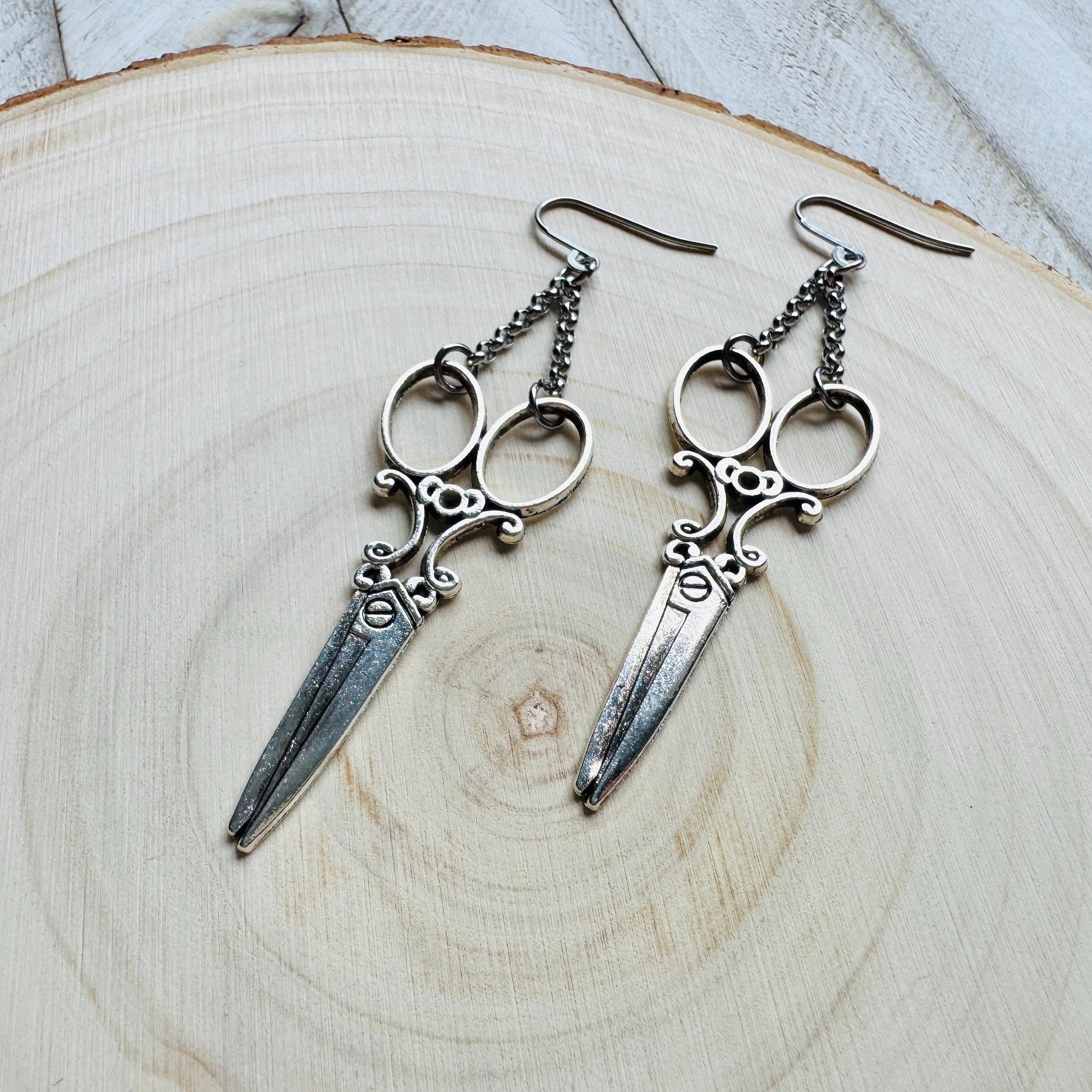 Scissor Earrings, Hair Stylist Earrings, Punk Jewelry, Creepy Cute Jewelry, Goth Earrings for Women, Gift for Mom, Fun Birthday Gift