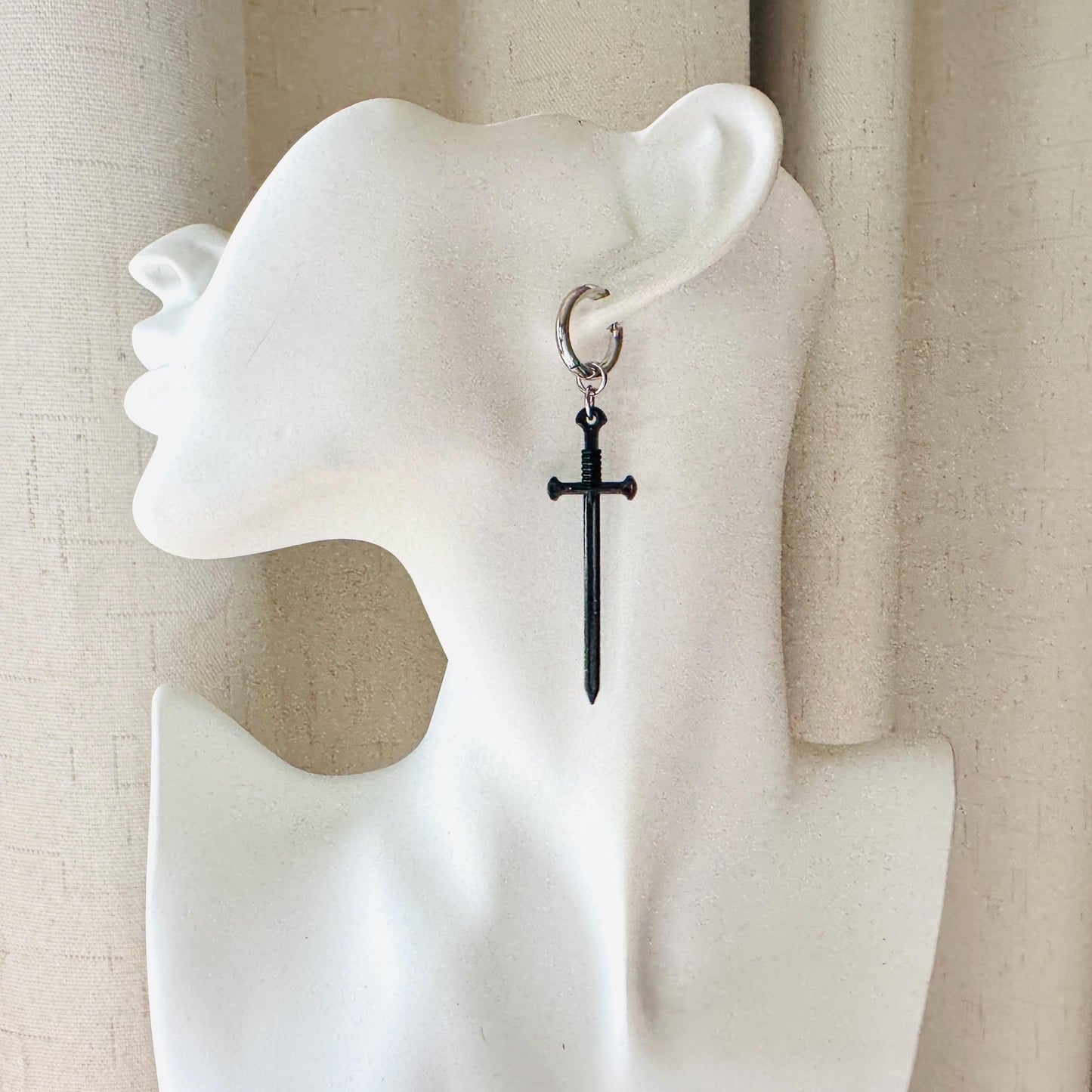 Dagger Earrings, Sword Earrings, Goth Earrings Men, Punk Jewelry, Huggie Hoop Earrings, Trendy Jewelry 2025, Fun Birthday Gift, Gift for Mom