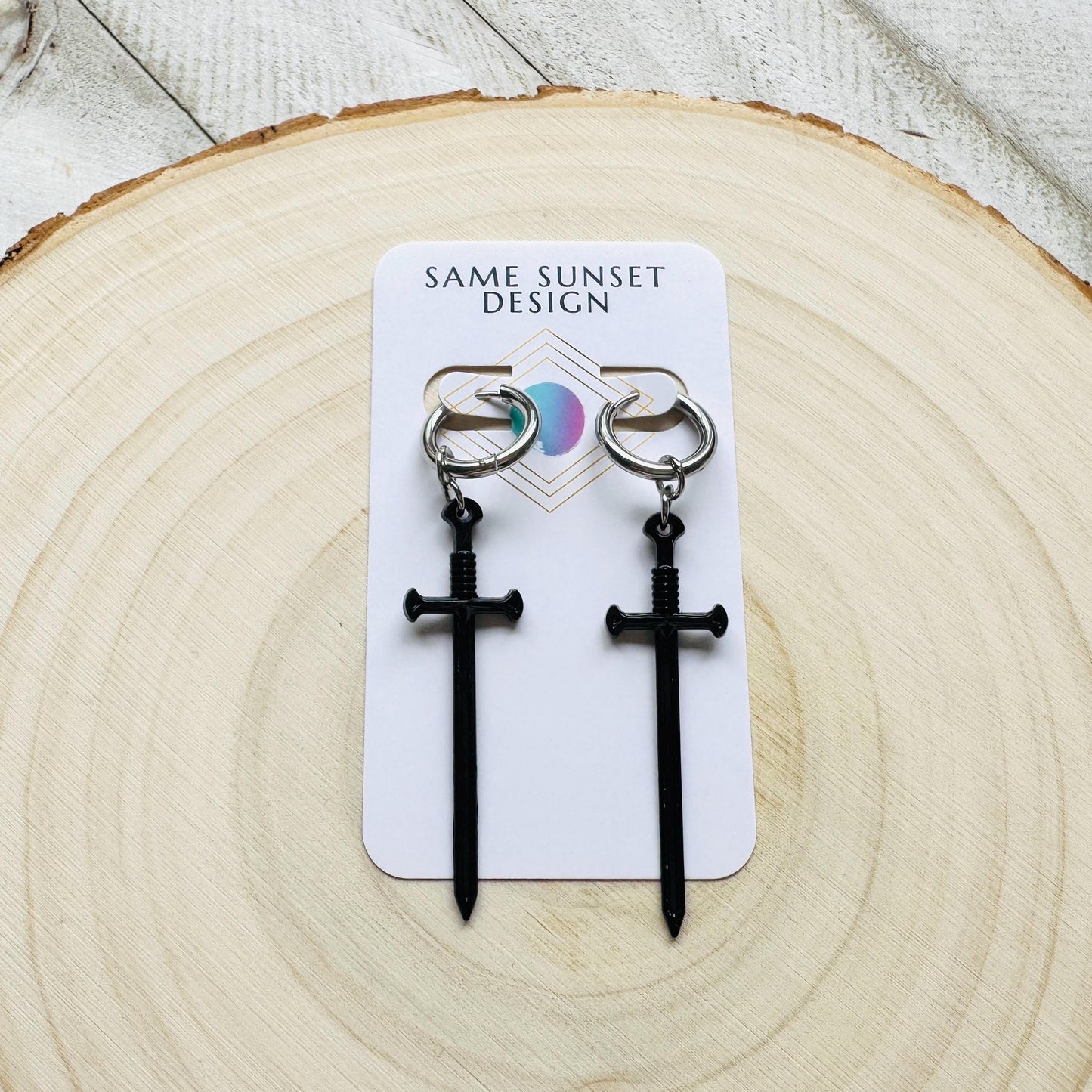 Dagger Earrings, Sword Earrings, Goth Earrings Men, Punk Jewelry, Huggie Hoop Earrings, Trendy Jewelry 2025, Fun Birthday Gift, Gift for Mom