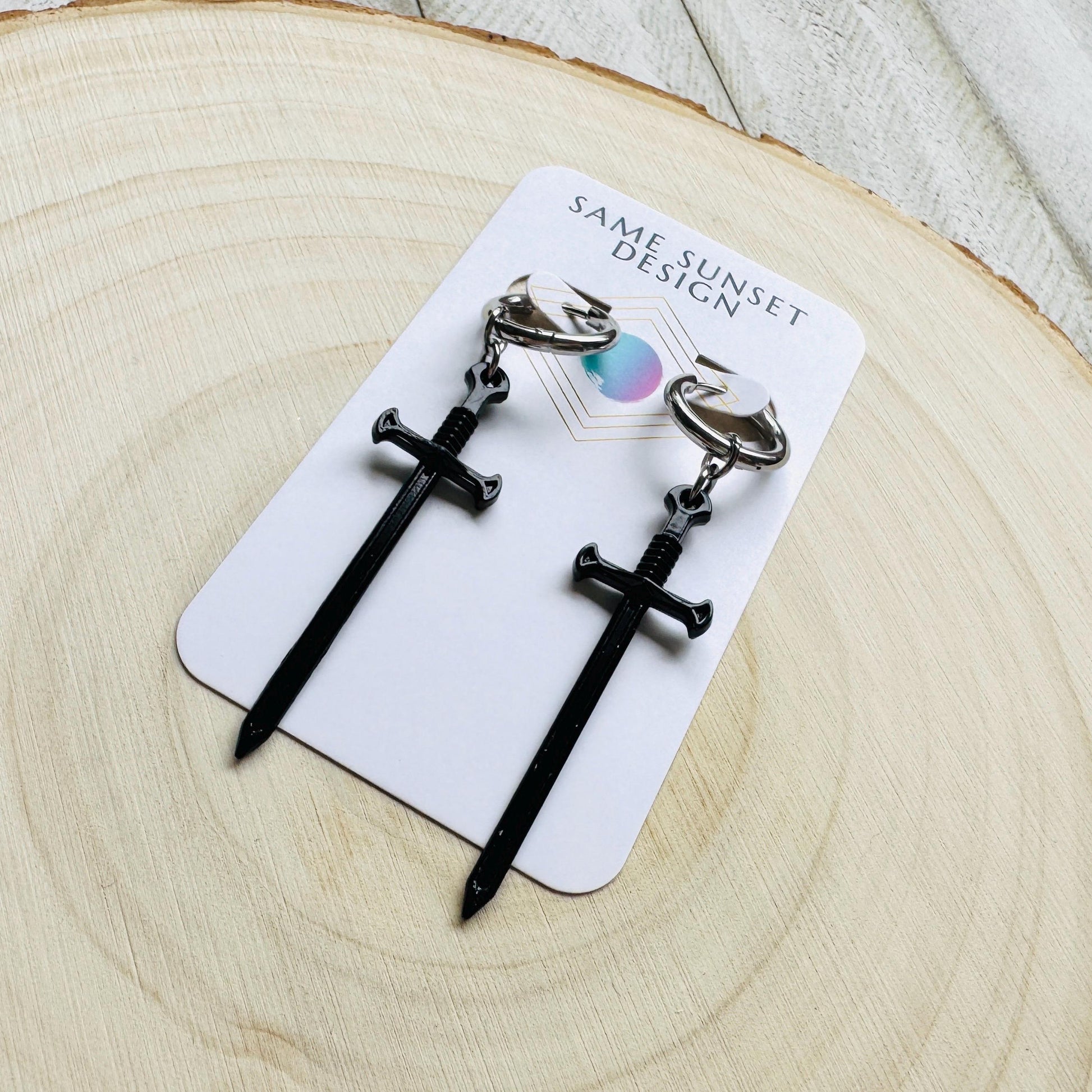 Dagger Earrings, Sword Earrings, Goth Earrings Men, Punk Jewelry, Huggie Hoop Earrings, Trendy Jewelry 2025, Fun Birthday Gift, Gift for Mom