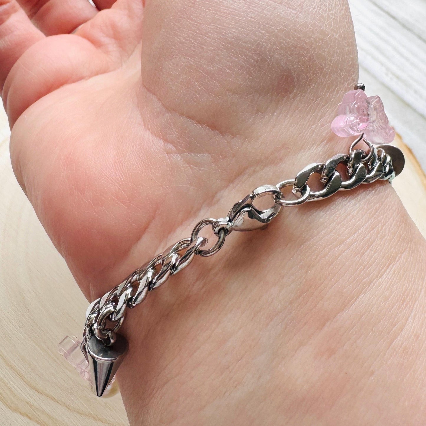 Chain Bracelet, Stainless Steel Bracelet, Punk Bracelet, Goth Bracelet Silver, Spike Bracelet, Best Gifts for Aunt, Graduation Gifts