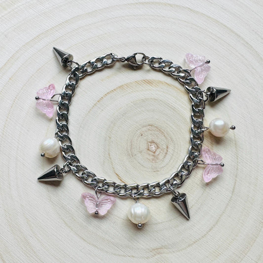 Chain Bracelet, Stainless Steel Bracelet, Punk Bracelet, Goth Bracelet Silver, Spike Bracelet, Best Gifts for Aunt, Graduation Gifts