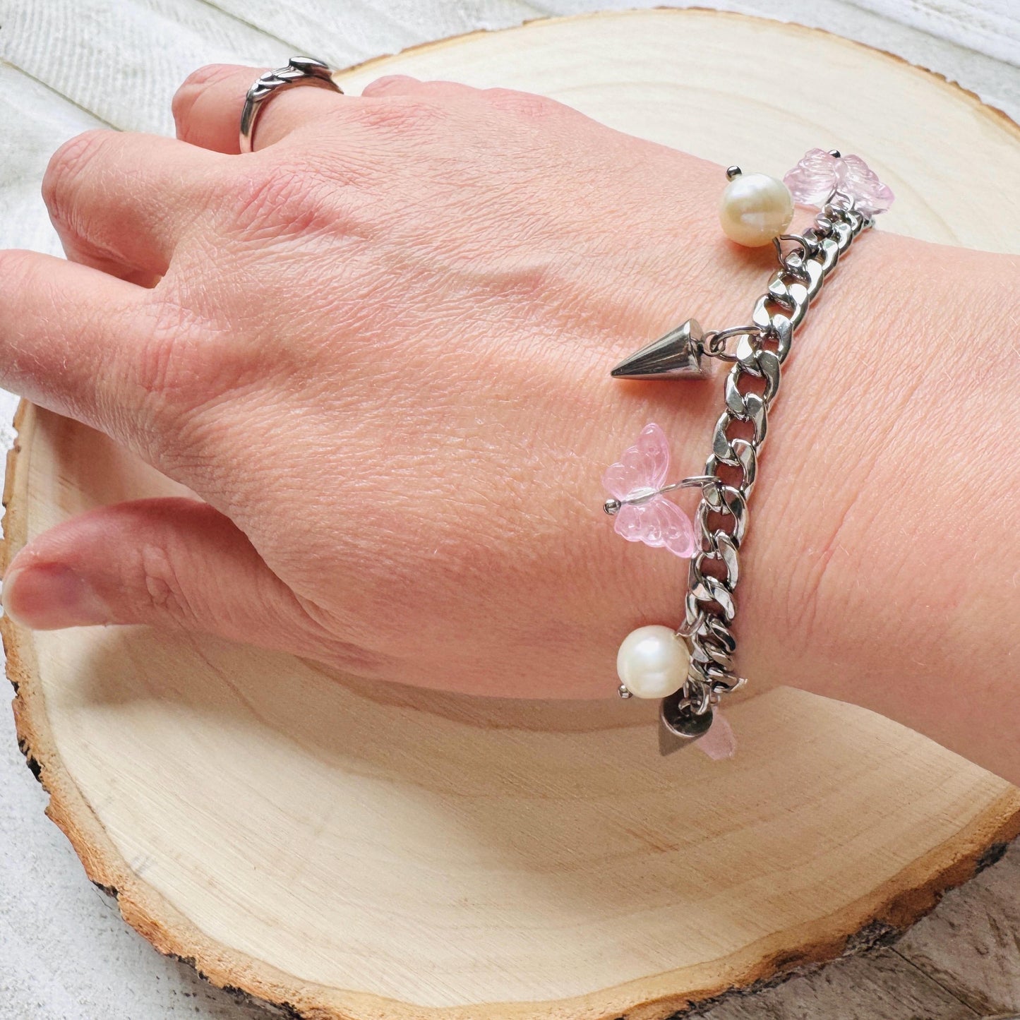 Chain Bracelet, Stainless Steel Bracelet, Punk Bracelet, Goth Bracelet Silver, Spike Bracelet, Best Gifts for Aunt, Graduation Gifts