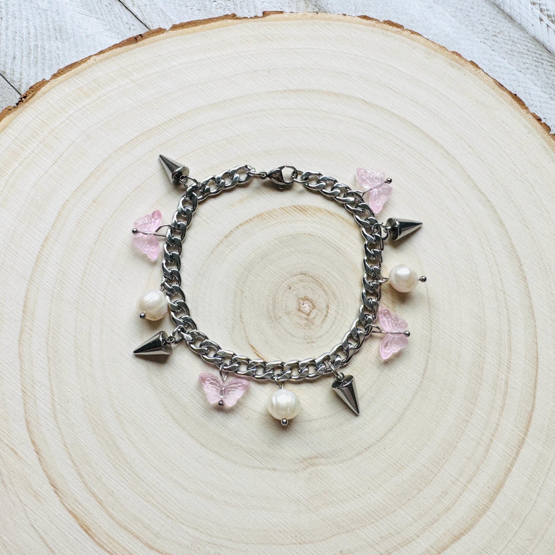 Chain Bracelet, Stainless Steel Bracelet, Punk Bracelet, Goth Bracelet Silver, Spike Bracelet, Best Gifts for Aunt, Graduation Gifts