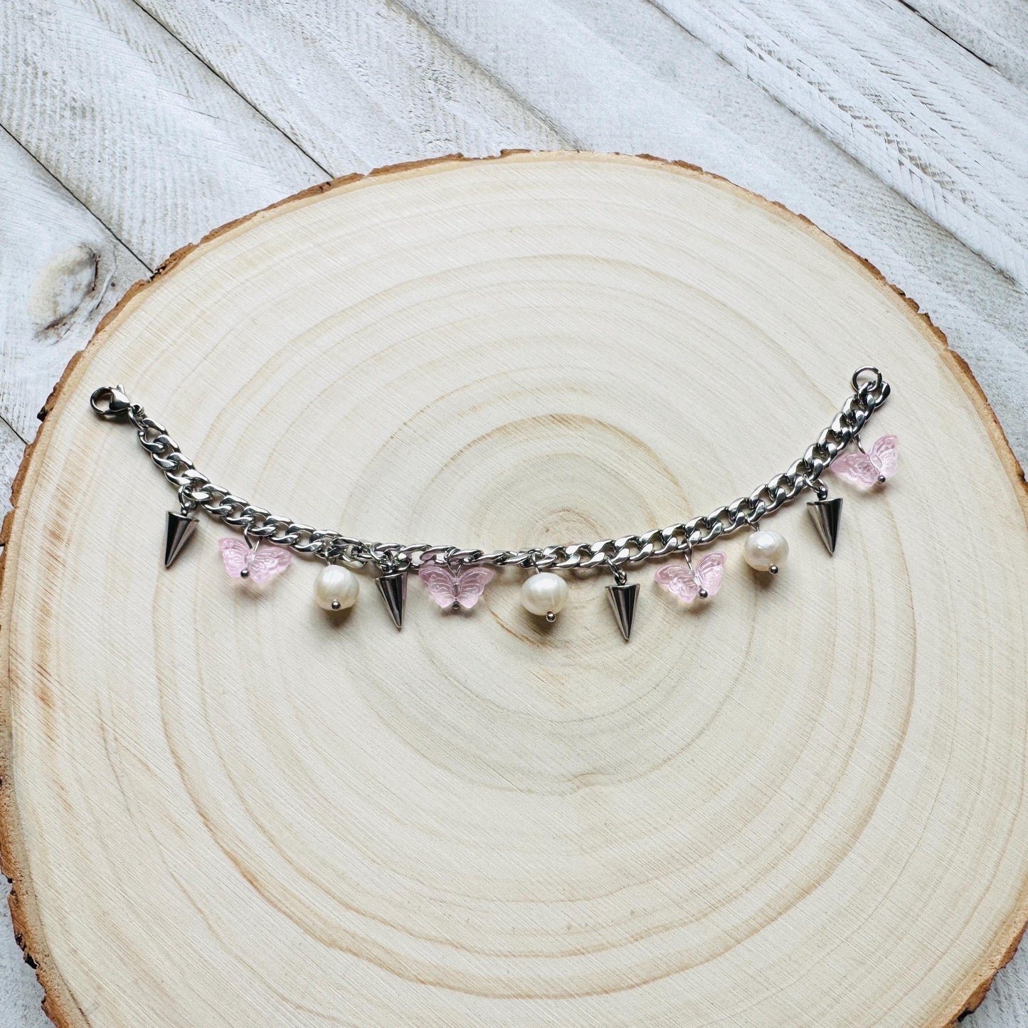 Chain Bracelet, Stainless Steel Bracelet, Punk Bracelet, Goth Bracelet Silver, Spike Bracelet, Best Gifts for Aunt, Graduation Gifts