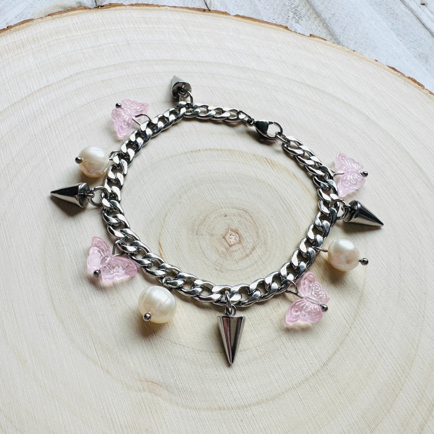 Chain Bracelet, Stainless Steel Bracelet, Punk Bracelet, Goth Bracelet Silver, Spike Bracelet, Best Gifts for Aunt, Graduation Gifts
