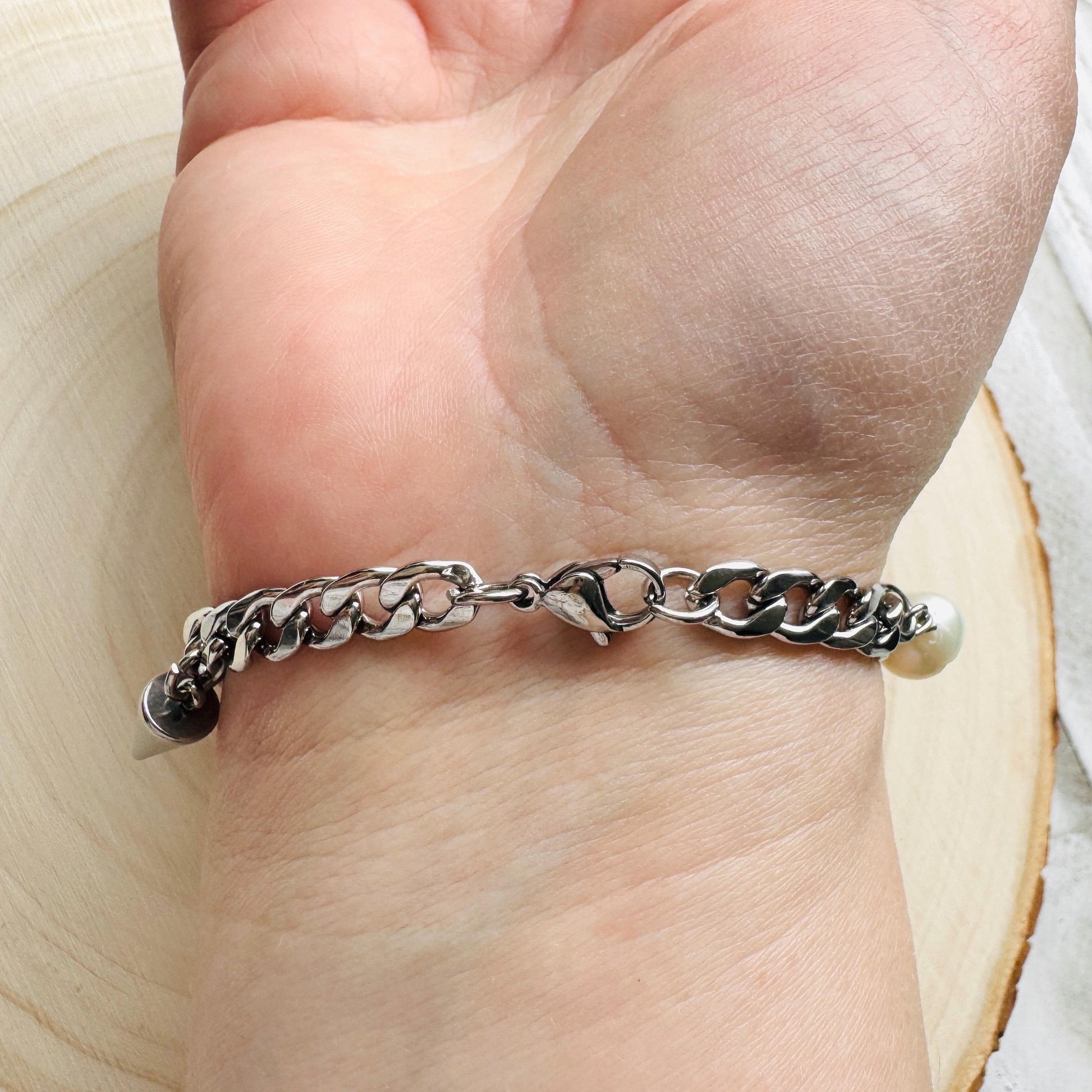 Chain Bracelet, Stainless Steel Bracelet, Punk Bracelet, Goth Bracelet Silver, Spike Bracelet, Best Gifts for Aunt, Corporate Goth