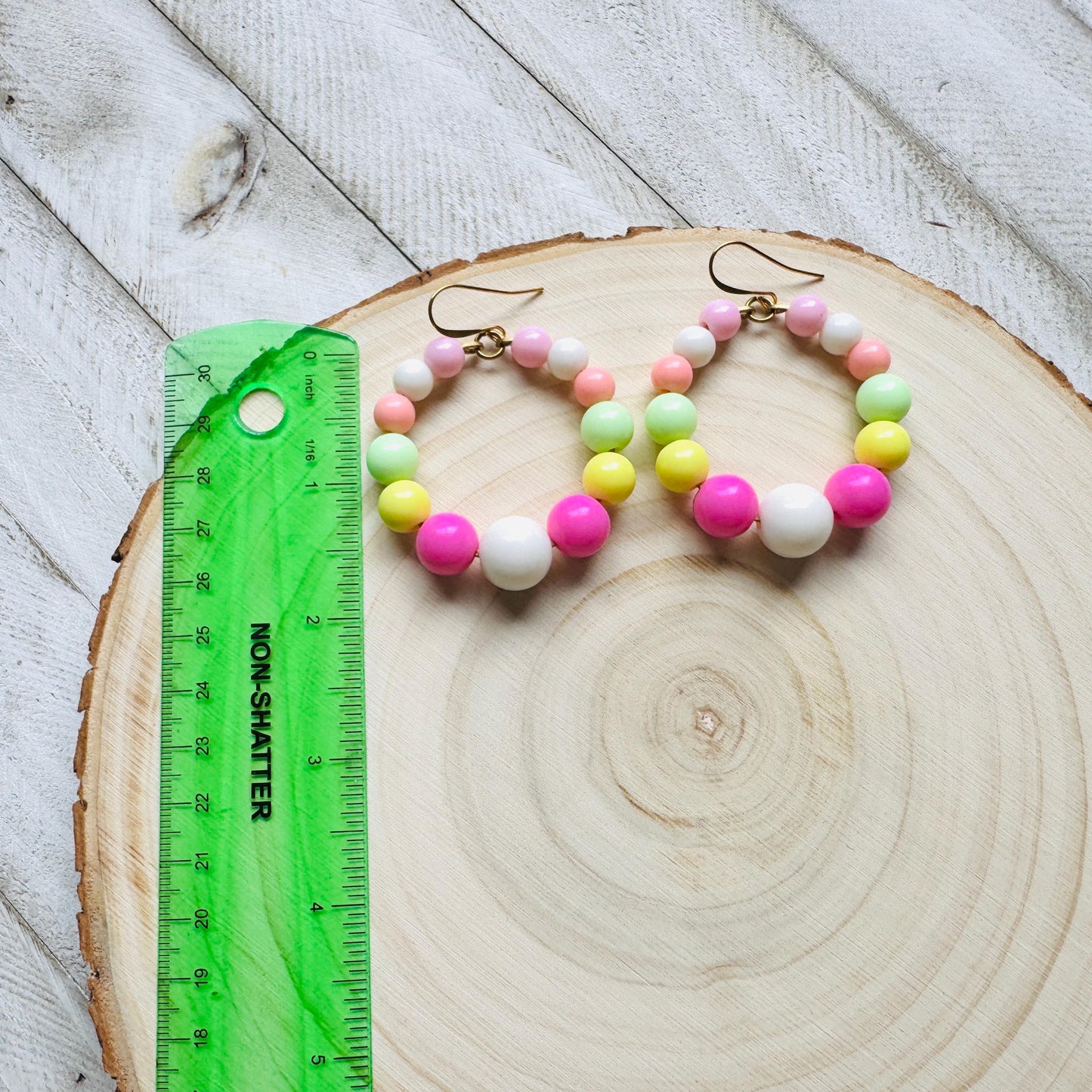 Pastel Earrings, Beaded Hoop Earrings, Boho Earrings Dangle, 90s Vibes, Mothers Day Gift from Daughter, Birthday Gift for Mom, Kawaii