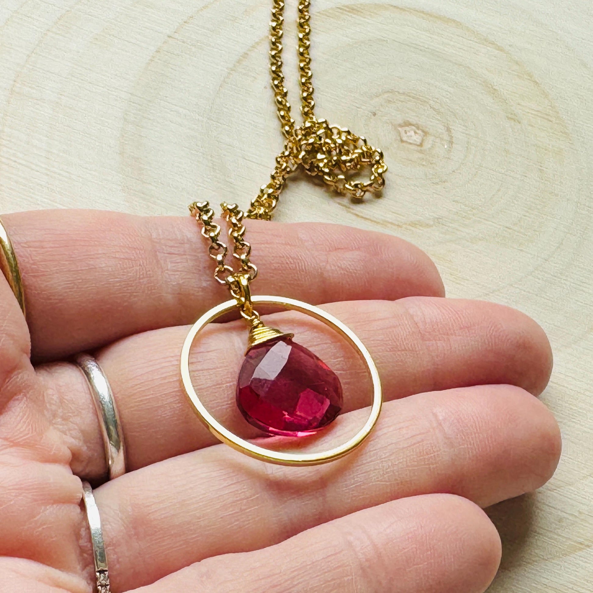 Pink Tourmaline Necklace, Gold Necklace, Boho Necklace, Geometric Jewelry, Mothers Day Gift from Daughter, Graduation Gifts, Elegant