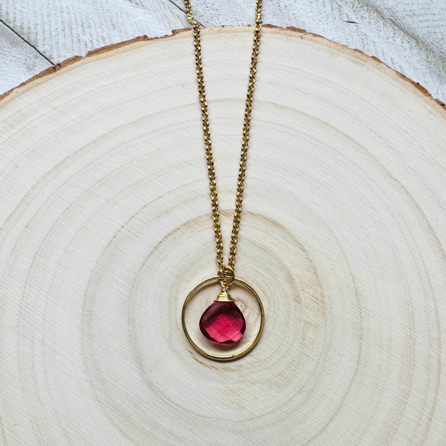 Pink Tourmaline Necklace, Gold Necklace, Boho Necklace, Geometric Jewelry, Mothers Day Gift from Daughter, Graduation Gifts, Elegant