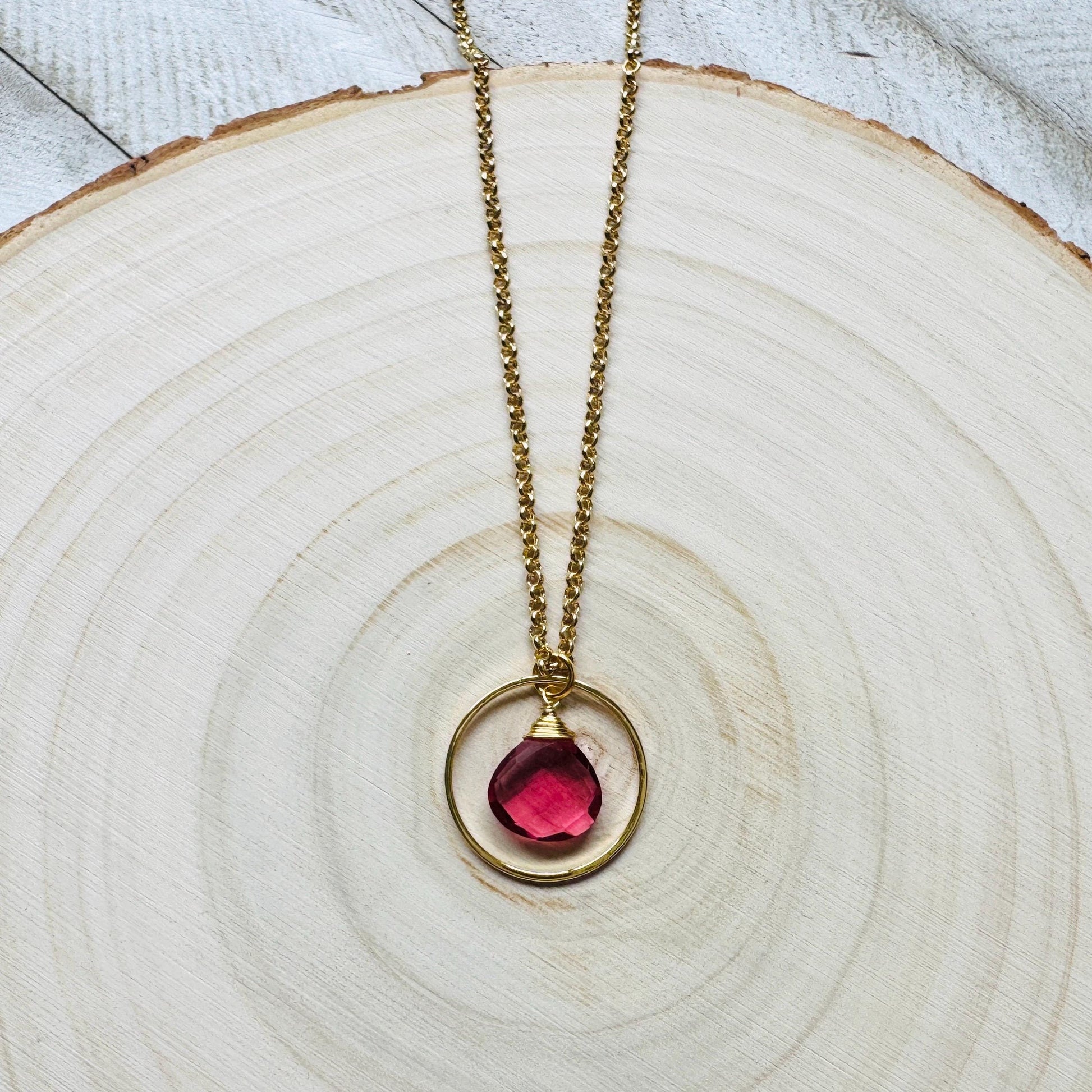 Pink Tourmaline Necklace, Gold Necklace, Boho Necklace, Geometric Jewelry, Mothers Day Gift from Daughter, Graduation Gifts, Elegant