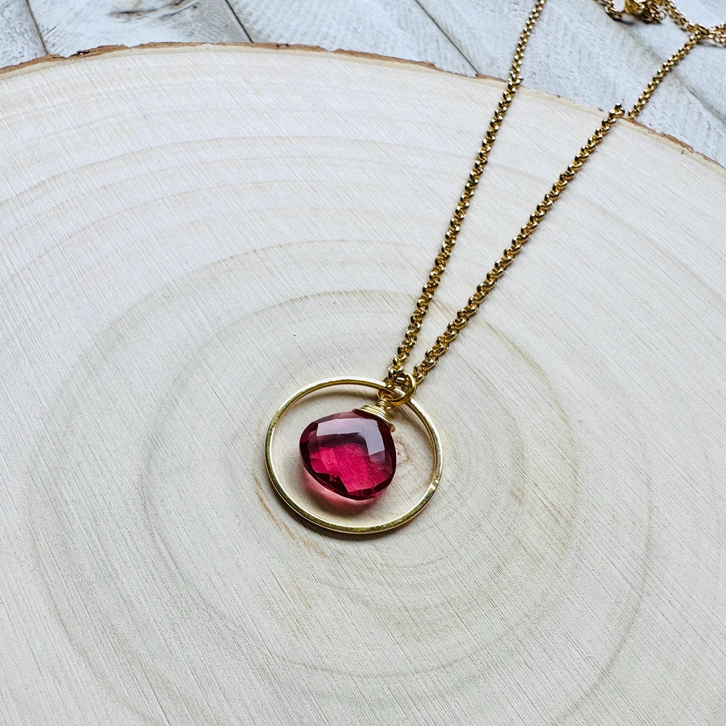Pink Tourmaline Necklace, Gold Necklace, Boho Necklace, Geometric Jewelry, Mothers Day Gift from Daughter, Graduation Gifts, Elegant