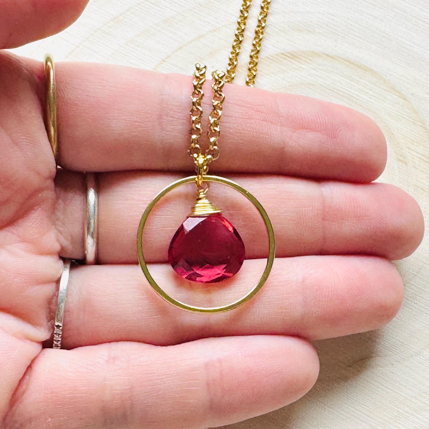 Pink Tourmaline Necklace, Gold Necklace, Boho Necklace, Geometric Jewelry, Mothers Day Gift from Daughter, Graduation Gifts, Elegant