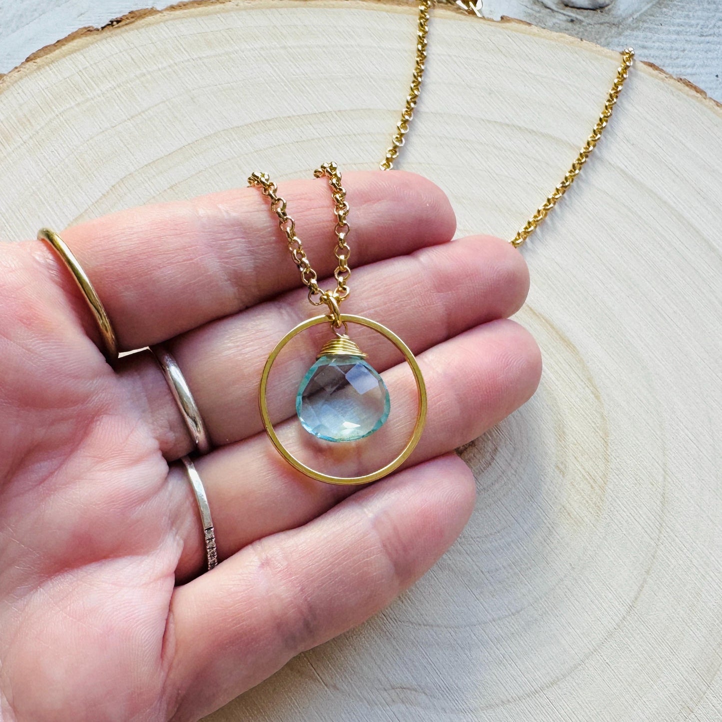 Topaz Necklace, Gold Necklace, Boho Necklace, Geometric Jewelry, Mothers Day Gift from Daughter, Graduation Gifts, Elegant