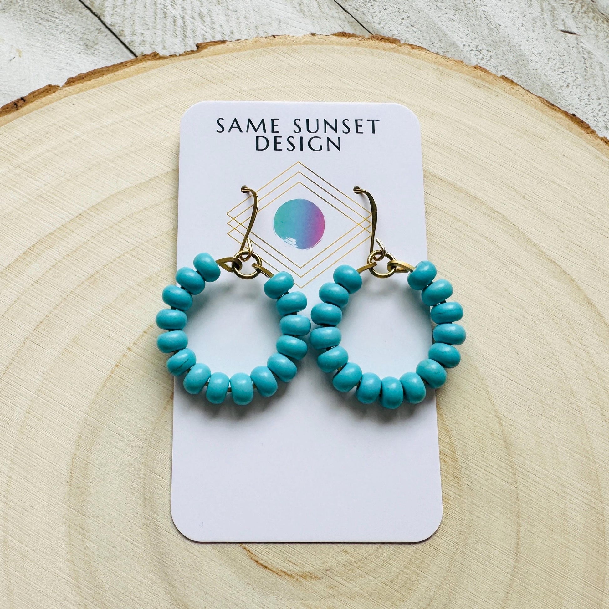 Turquoise Hoop Earrings, Hoop Earrings Gold, Sweet 16 Gift Granddaughter, Birthday Gift Ideas, Tween Jewelry, Western Natural Hippie Boho