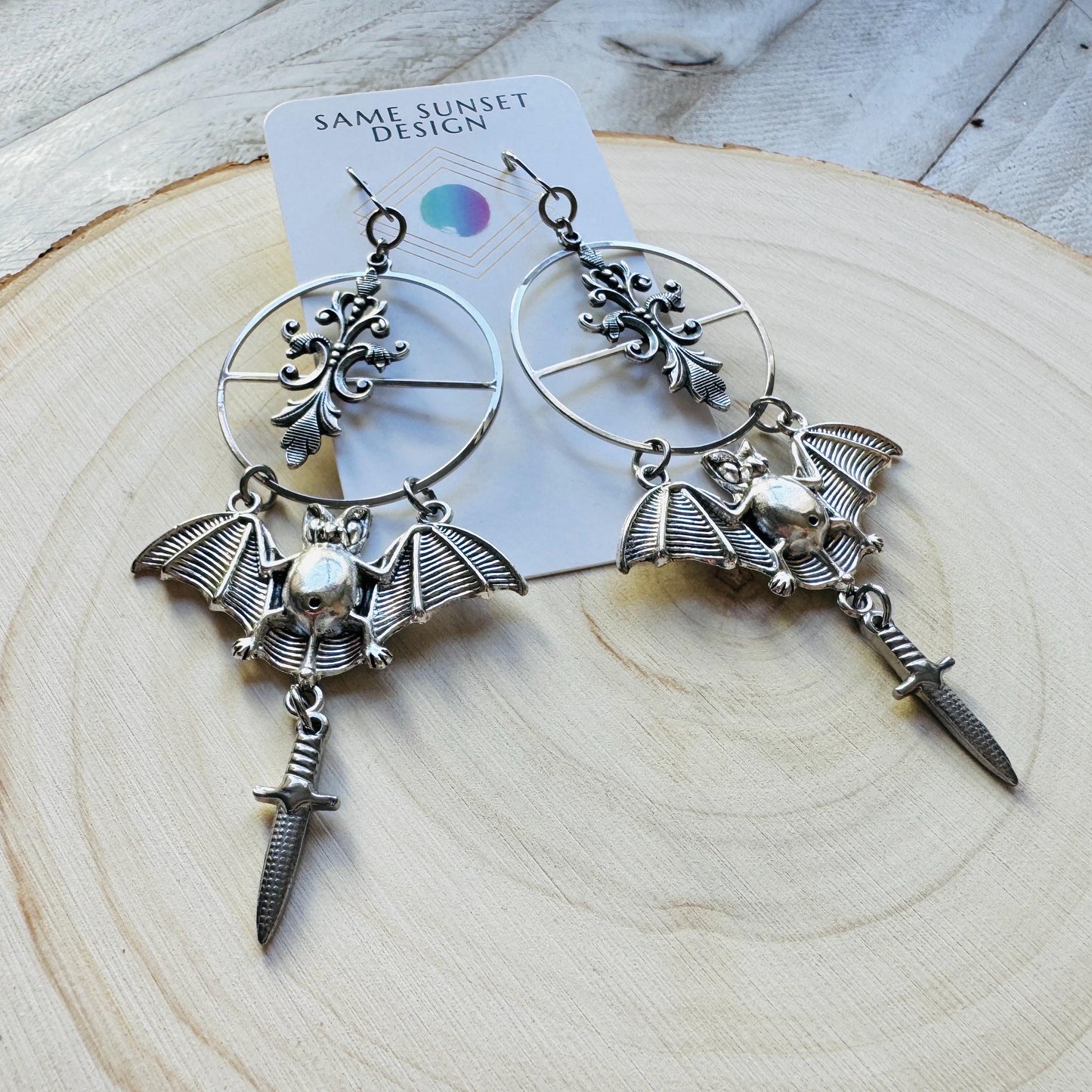 Bat Earrings, Dagger Earrings, Goth Punk Alternative Witchy Jewelry, Gothic Earrings for Women, Trendy Jewelry 2025, Birthday Gift for Mom