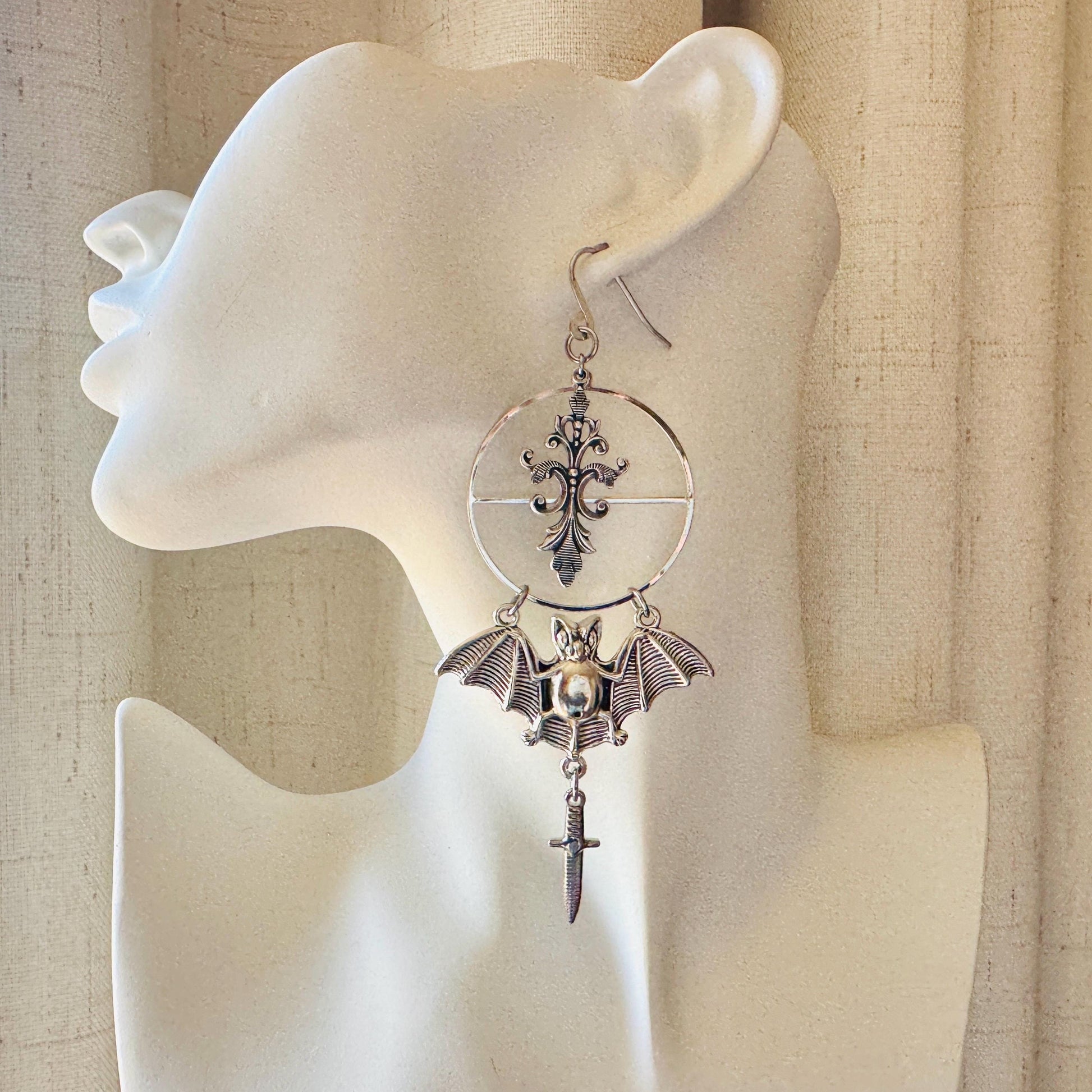 Bat Earrings, Dagger Earrings, Goth Punk Alternative Witchy Jewelry, Gothic Earrings for Women, Trendy Jewelry 2025, Birthday Gift for Mom