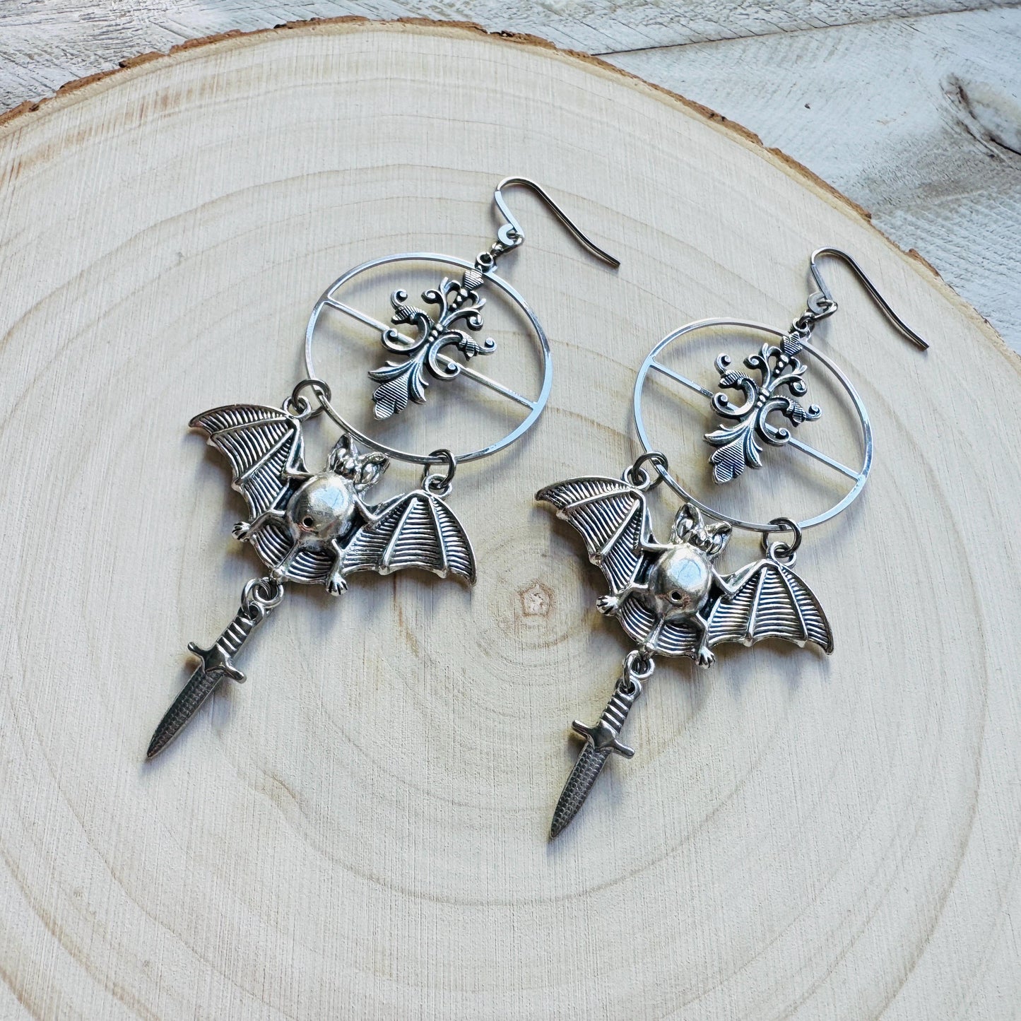 Bat Earrings, Dagger Earrings, Goth Punk Alternative Witchy Jewelry, Gothic Earrings for Women, Trendy Jewelry 2025, Birthday Gift for Mom