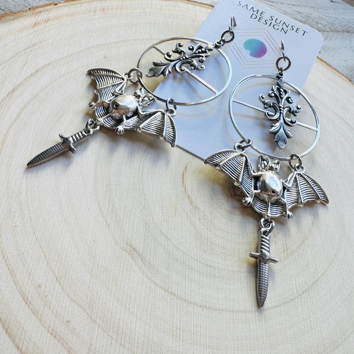 Bat Earrings, Dagger Earrings, Goth Punk Alternative Witchy Jewelry, Gothic Earrings for Women, Trendy Jewelry 2025, Birthday Gift for Mom