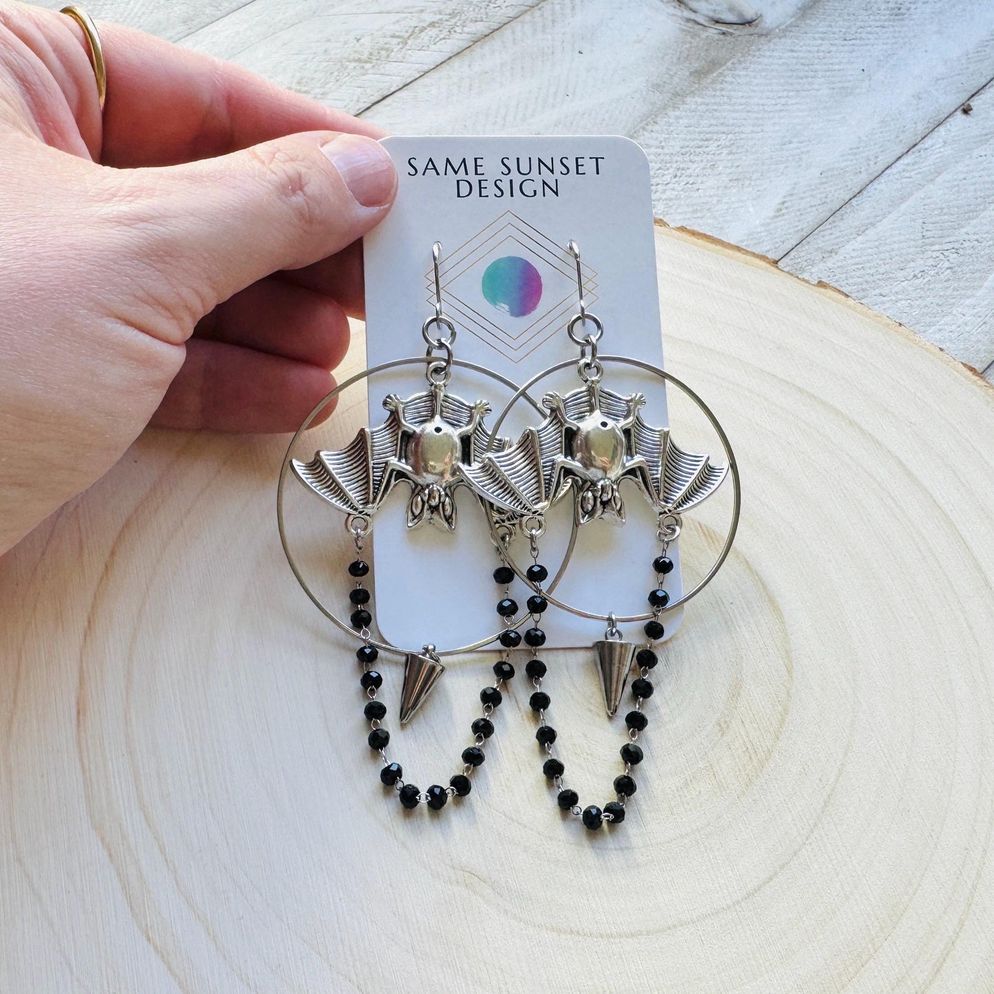 Bat Earrings, Silver Earrings, Spike Earrings, Punk Jewelry, Minimalistic Witchy Jewelry, Gothic Earrings for Women, Birthday Gift for Mom