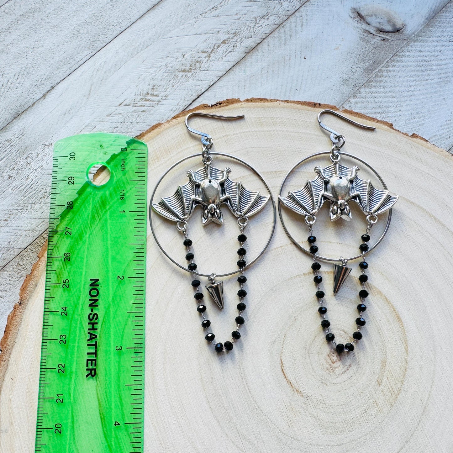 Bat Earrings, Silver Earrings, Spike Earrings, Punk Jewelry, Minimalistic Witchy Jewelry, Gothic Earrings for Women, Birthday Gift for Mom