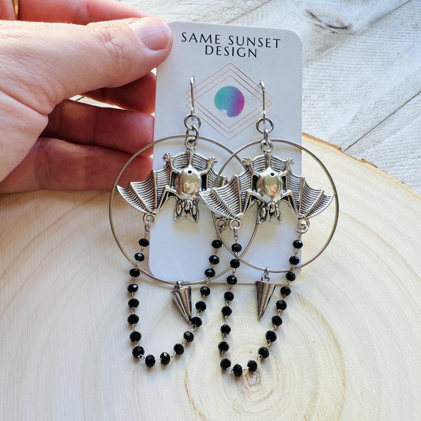 Bat Earrings, Silver Earrings, Spike Earrings, Punk Jewelry, Minimalistic Witchy Jewelry, Gothic Earrings for Women, Birthday Gift for Mom