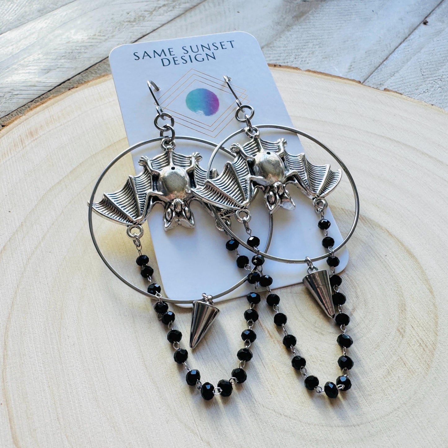 Bat Earrings, Silver Earrings, Spike Earrings, Punk Jewelry, Minimalistic Witchy Jewelry, Gothic Earrings for Women, Birthday Gift for Mom