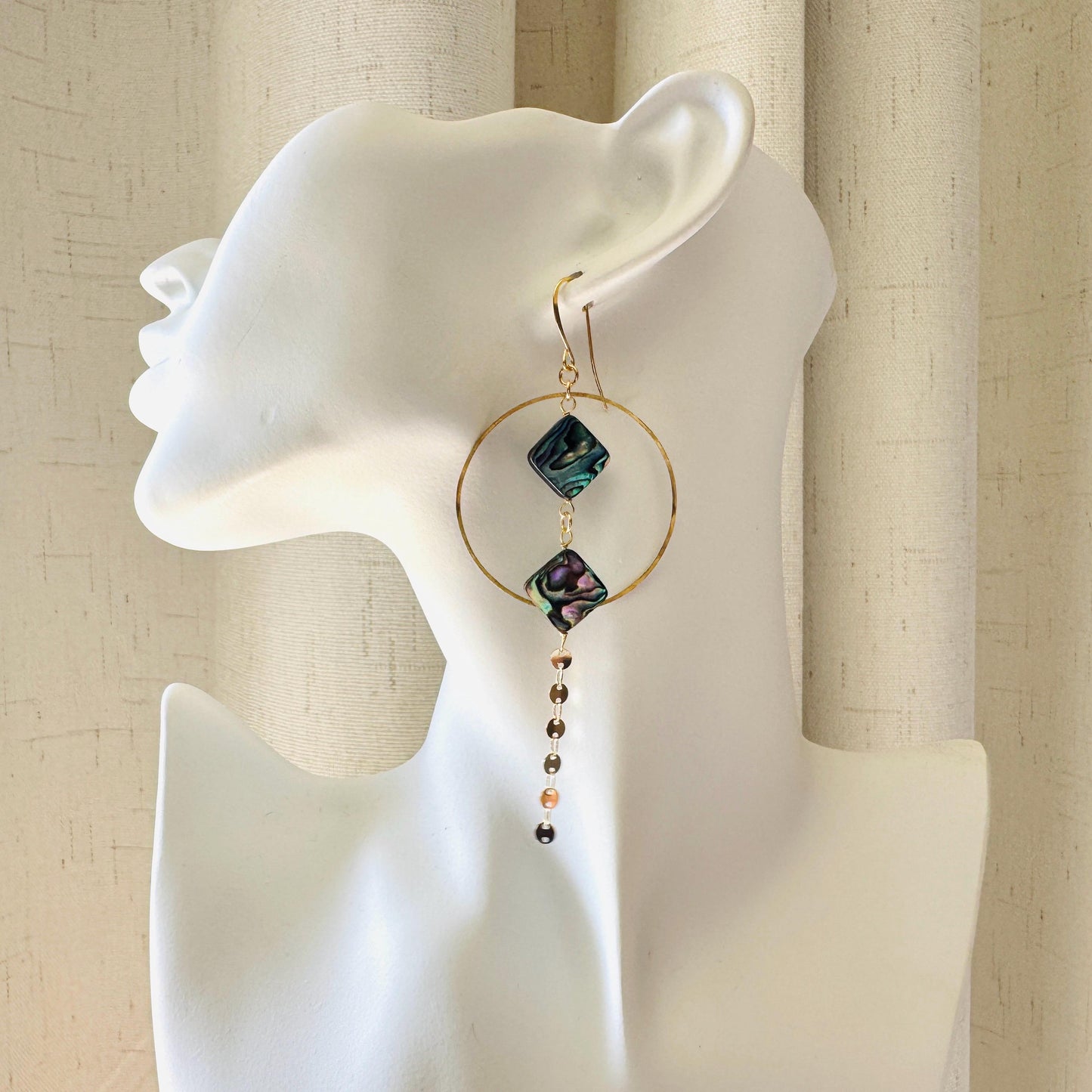Abalone Earrings, Boho Earrings, Hoop Earrings Gold, Sweet 16 Gift Granddaughter, Western Earrings Gold, Unique Gifts for Women, Elegant
