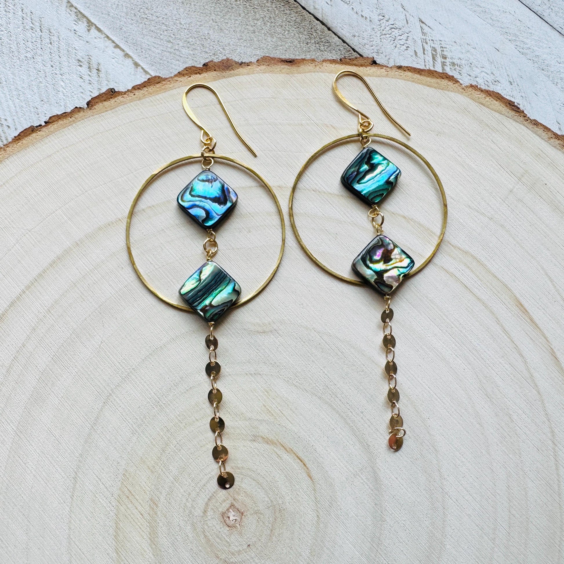 Abalone Earrings, Boho Earrings, Hoop Earrings Gold, Sweet 16 Gift Granddaughter, Western Earrings Gold, Unique Gifts for Women, Elegant