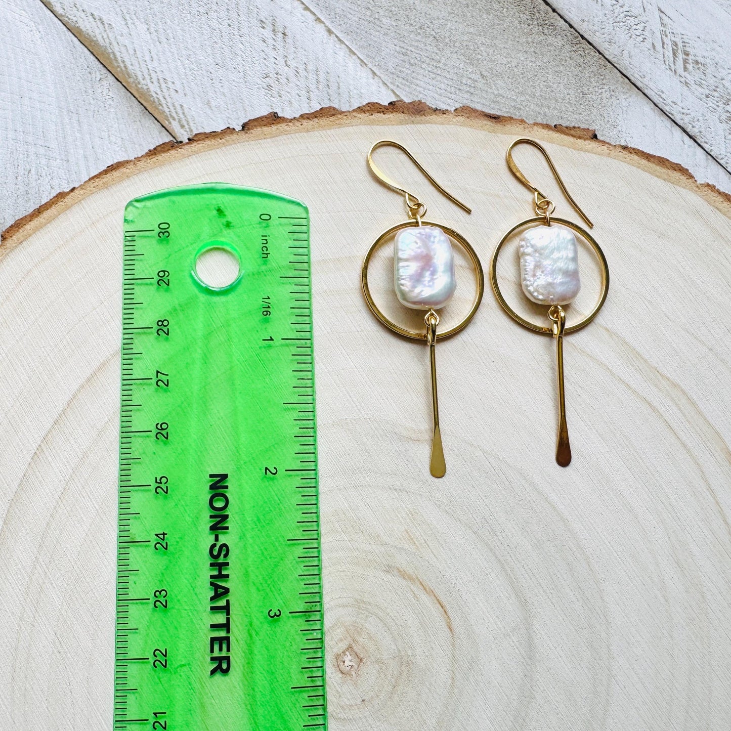Pearl Earrings Gold Hoop, Geometric Jewelry, Modern Chic Jewelry, Graduation Gifts, Boho Earrings Handmade, Unique Birthday Gift for Mom
