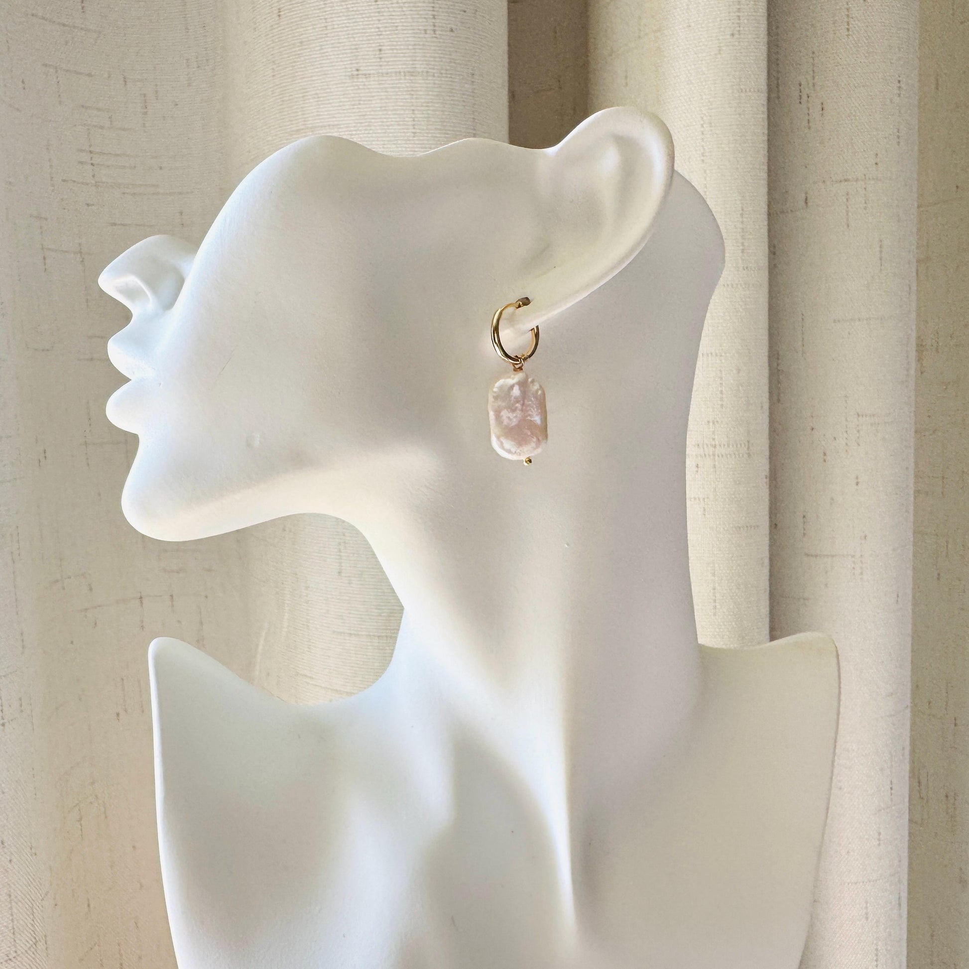 Pearl Earrings Gold Hoop, Huggie Hoop Earrings, Wedding Earrings for Bride, Birthday Gift for Girlfriend, Sweet 16 Gift Granddaughter