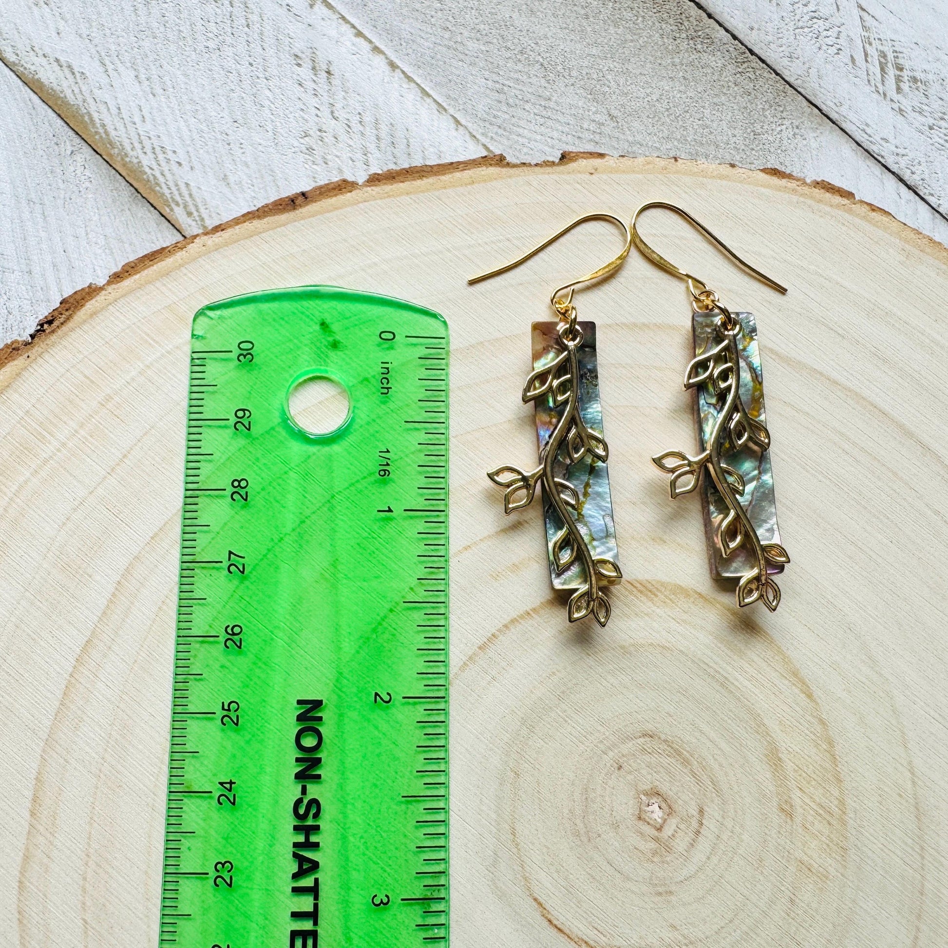 Abalone Earrings, Leaf Earrings, Boho Earrings, Beachy Jewelry, Wanderlust Jewelry, Trendy Jewelry, Birthday Present for Her, Plant Gifts