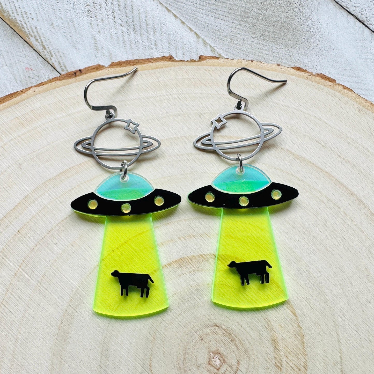 UFO Earrings, Alien Earrings, Space Earrings, Festival Jewelry, Nerdy Gifts for Women, Fun Earrings, Birthday Gift for Girlfriend, Trendy