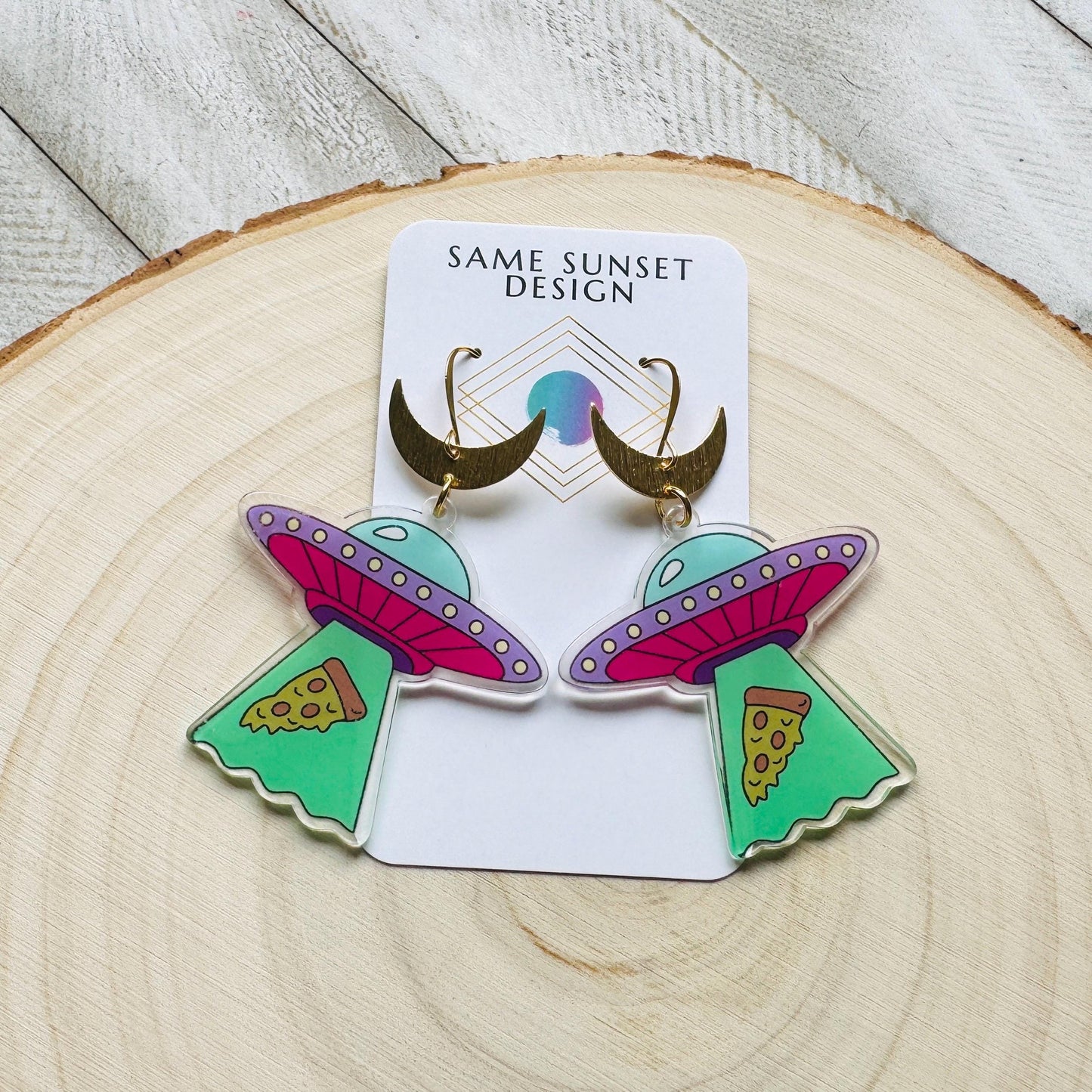 UFO Earrings, Alien Earrings, Space Earrings, Festival Jewelry, Nerdy Gifts for Women, Fun Earrings, Birthday Gift for Girlfriend, Pizza
