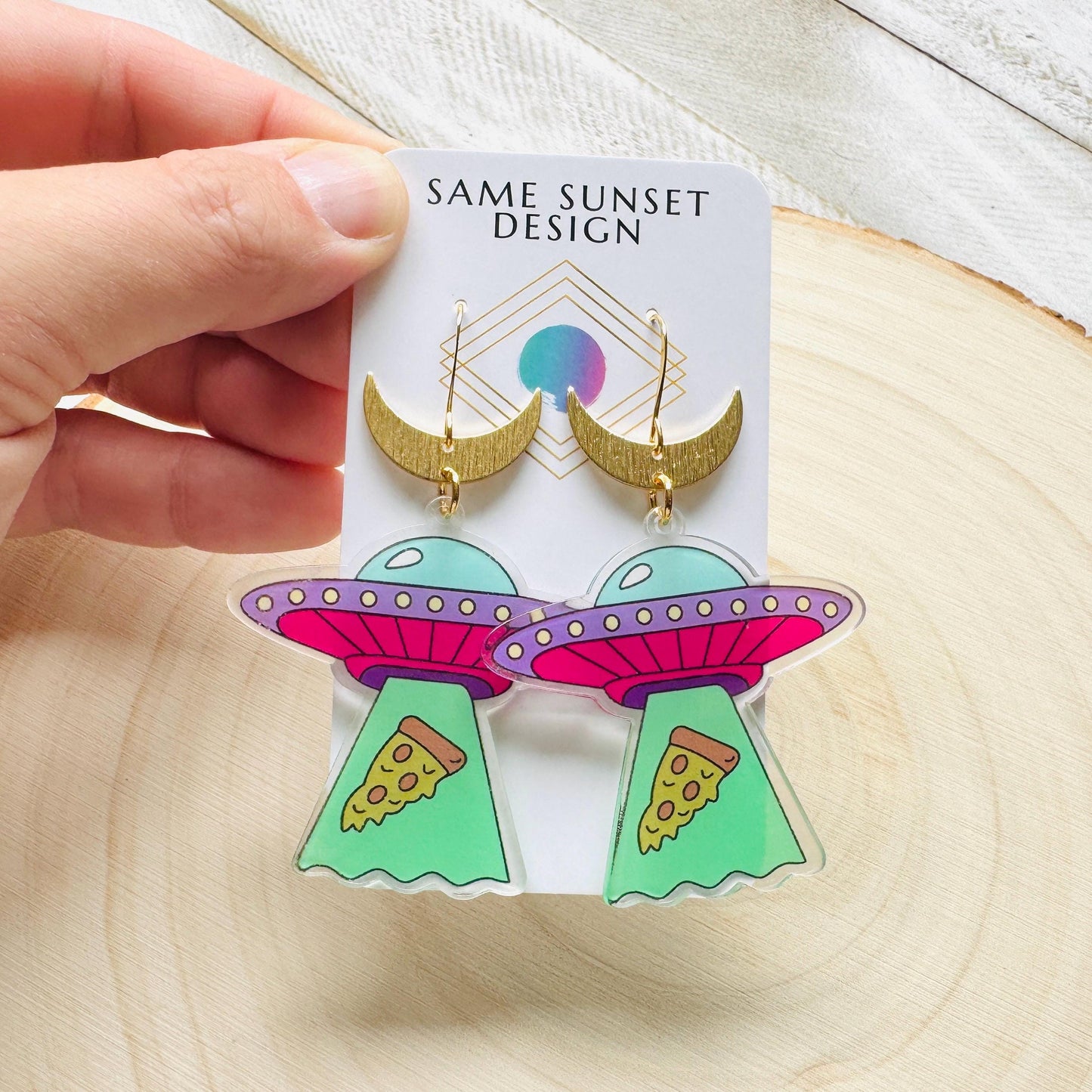 UFO Earrings, Alien Earrings, Space Earrings, Festival Jewelry, Nerdy Gifts for Women, Fun Earrings, Birthday Gift for Girlfriend, Pizza